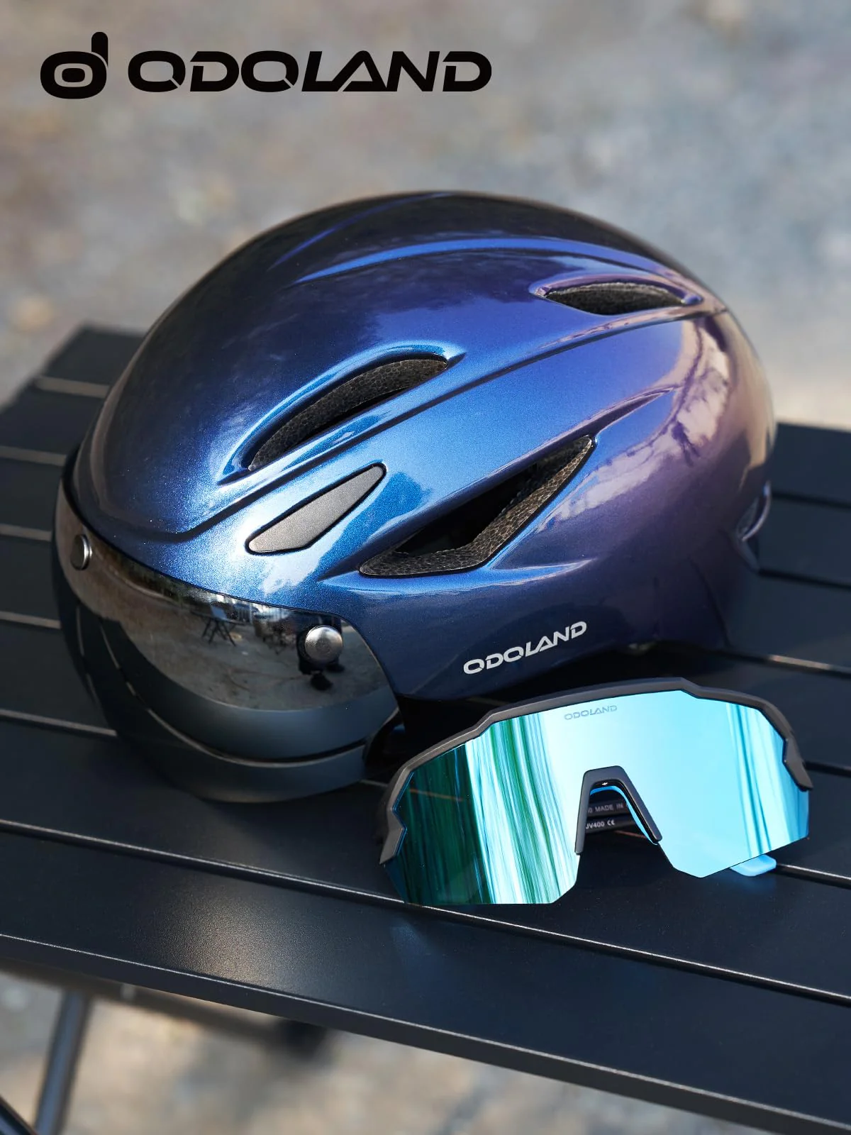 Odoland Fahrradhelm mit Magnetische Visier und Sportbrille, Abnehmbarer Schutzbrille Fahrradhelm, Cityhelm Urban Rennradhelm für Erwachsenen Herren Damen - Image 3