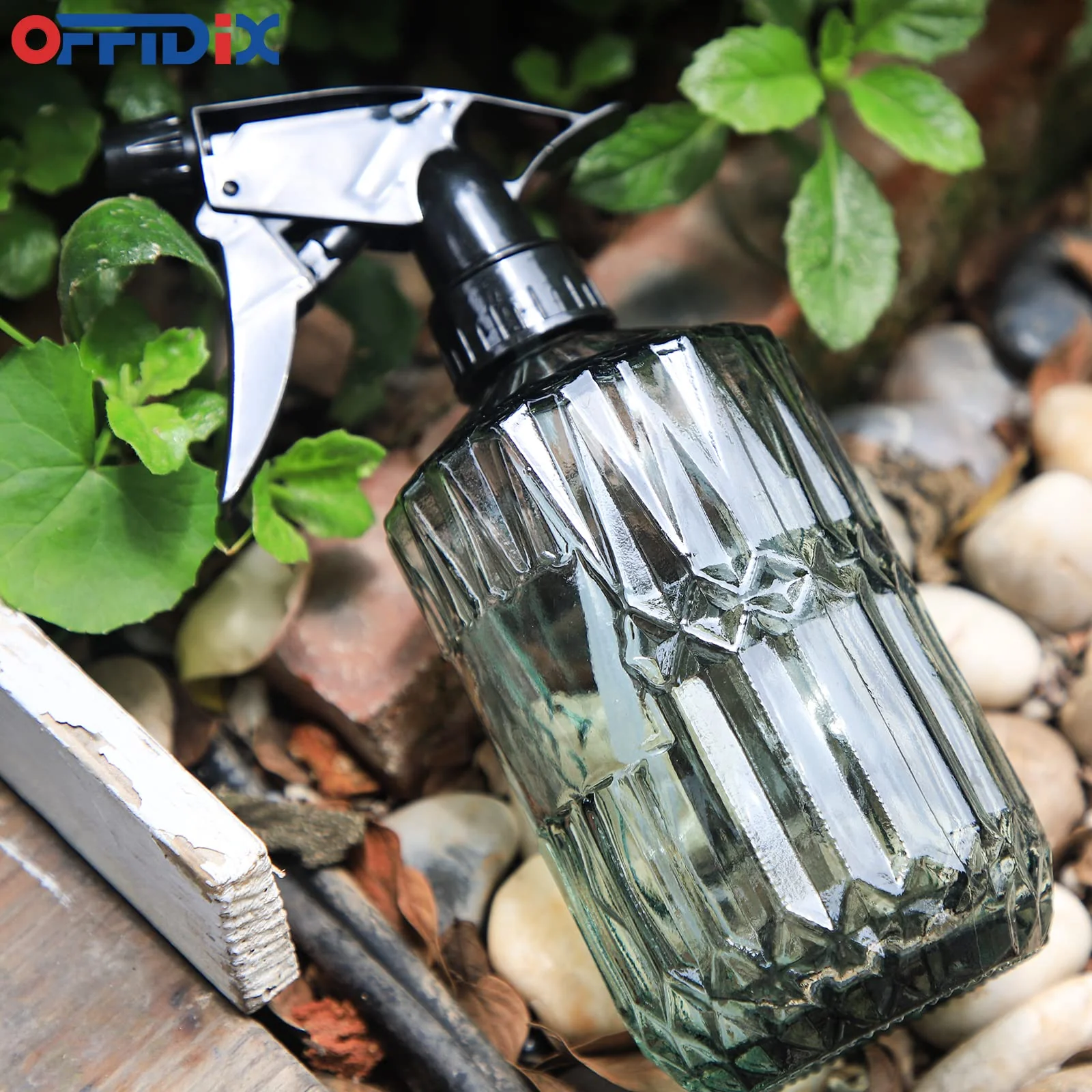OFFIDIX Pflanzennebel, Handdruck-Sprühflasche mit feiner Nebel, 0,43 l, Glas-Sprühflasche mit verstellbarer Düse für Innen- und Außenbereich, Gartenarbeit oder Hausreinigung (hellgrün) - Image 7