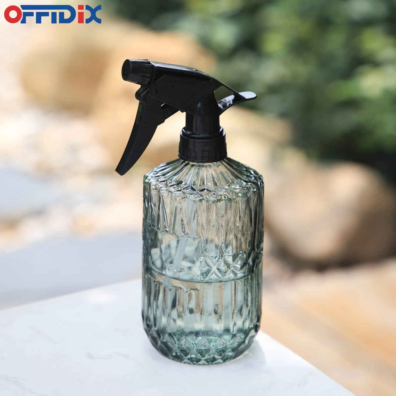 OFFIDIX Pflanzennebel, Handdruck-Sprühflasche mit feiner Nebel, 0,43 l, Glas-Sprühflasche mit verstellbarer Düse für Innen- und Außenbereich, Gartenarbeit oder Hausreinigung (hellgrün) - Image 8