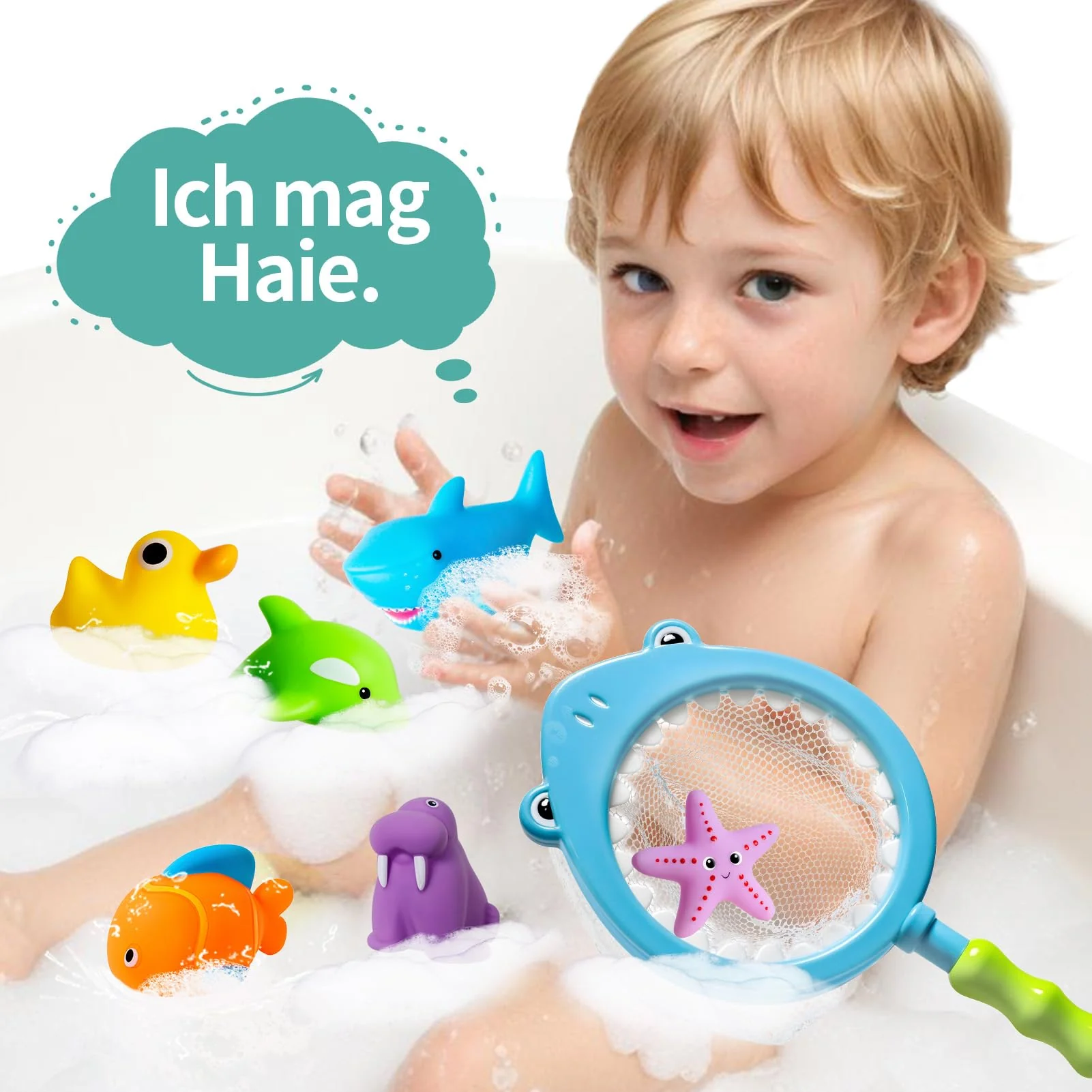 Ohne Loch - Badespielzeug Baby ab 1 2 3 4 Jahr, Wasserspielzeug Kinder Badewannenspielzeug Pool Schwimmbad Spielzeug ( Schimmelfreies 9 Stück ) - Image 5