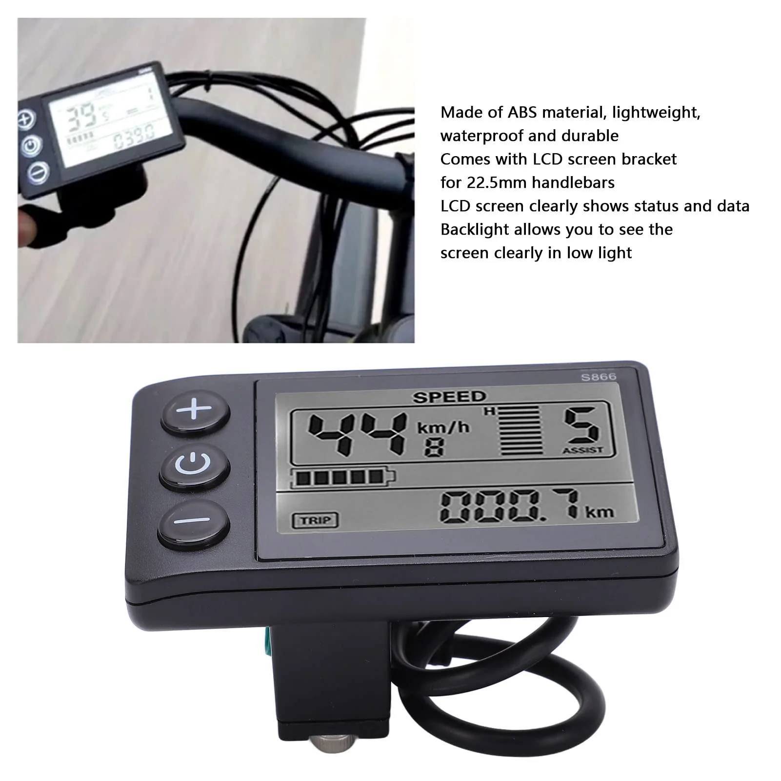OKJHFD S866 Elektrofahrrad-LCD-Display, 24 V, 36 V, 48 V, E-Bike-Display, Messgerät, Bedienfeld, Wasserdicht, Elektrisches LCD-Display, Messgerät Für 22,2 Mm/0,9 Zoll Lenker - Image 8