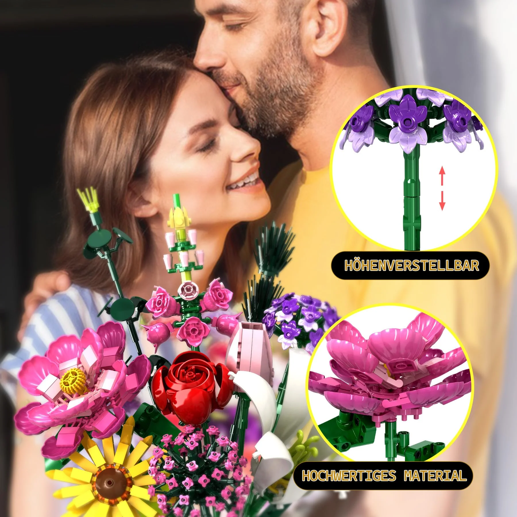 OKKIDY Blumen Bouquet Building Set 699 PCS,DIY einzigartige Dekoration Home,Geschenke für Muttertag, Geburtstag, Valentinstag, Jahrestag,Blumenbau Spielzeug für Mädchen Jungen 6+ - Image 5