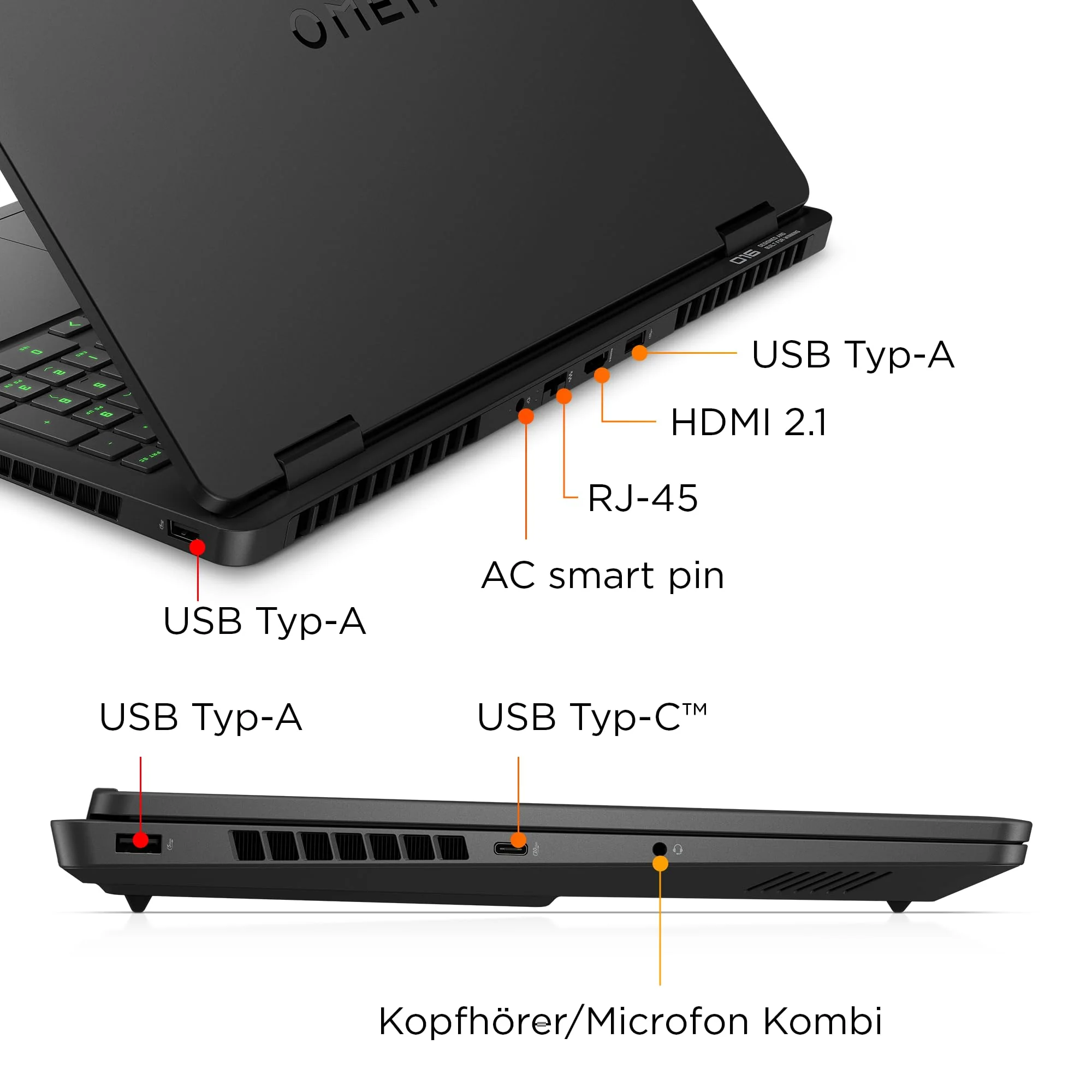 OMEN Gaming Laptop, 16" WUXGA Display 1920×1200, 16:10, 144Hz, AMD Ryzen 9 8940HX, NVIDIA GeForce RTX 5070, 32GB RAM, 1TB SSD, Win 11, 4-Zonen-RGB-QWERTZ Wi-Fi 6, Shadow Black, inkl. 3 Monate GamePass - Image 12