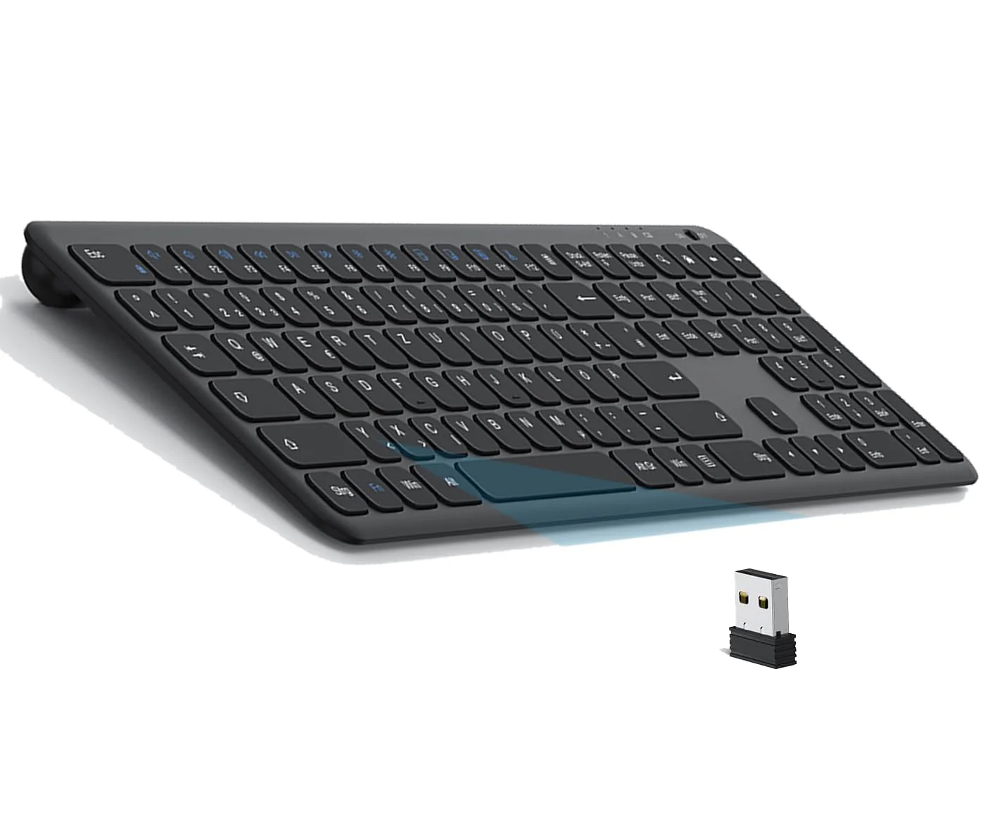 OMOTON Bluetooth-Tastatur, Ergonomisches Design, Schwarz