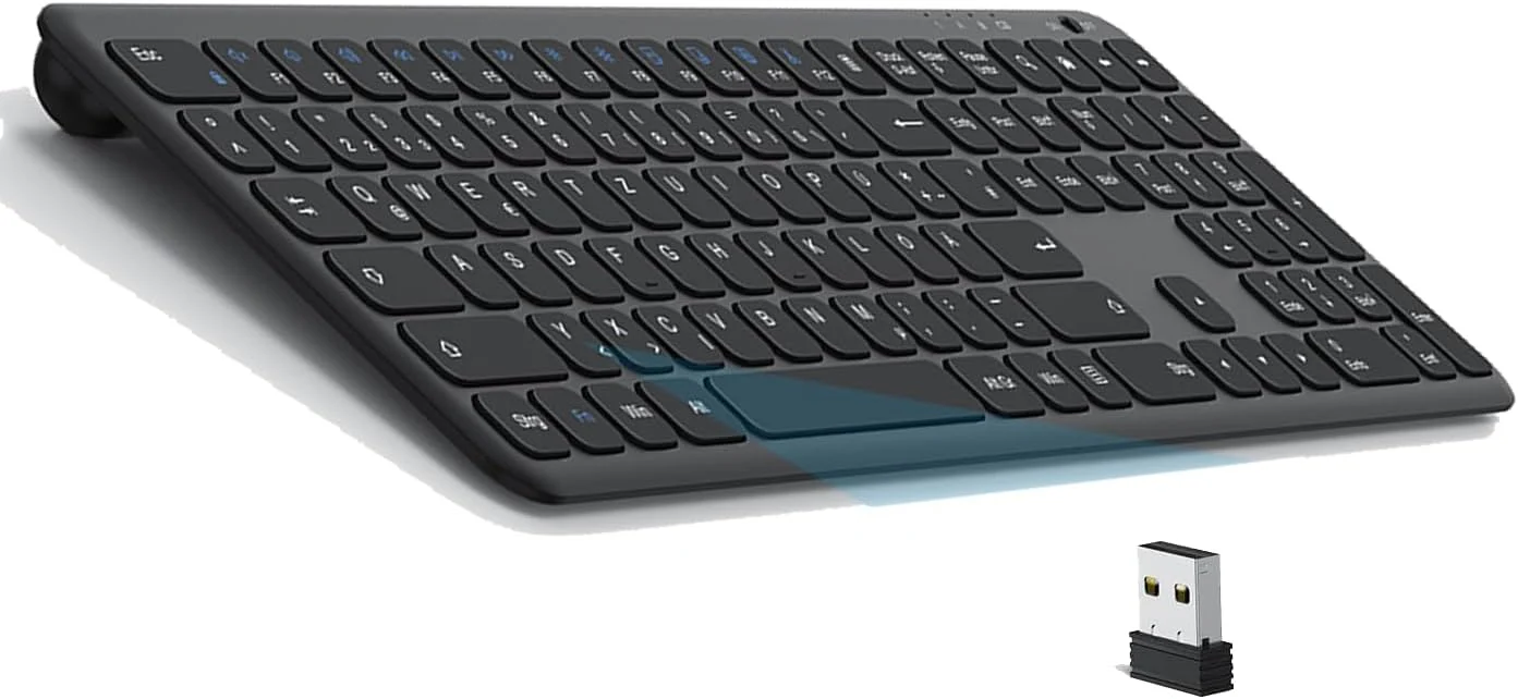 OMOTON Bluetooth-Tastatur, Ergonomisches Design, Schwarz - Image 3