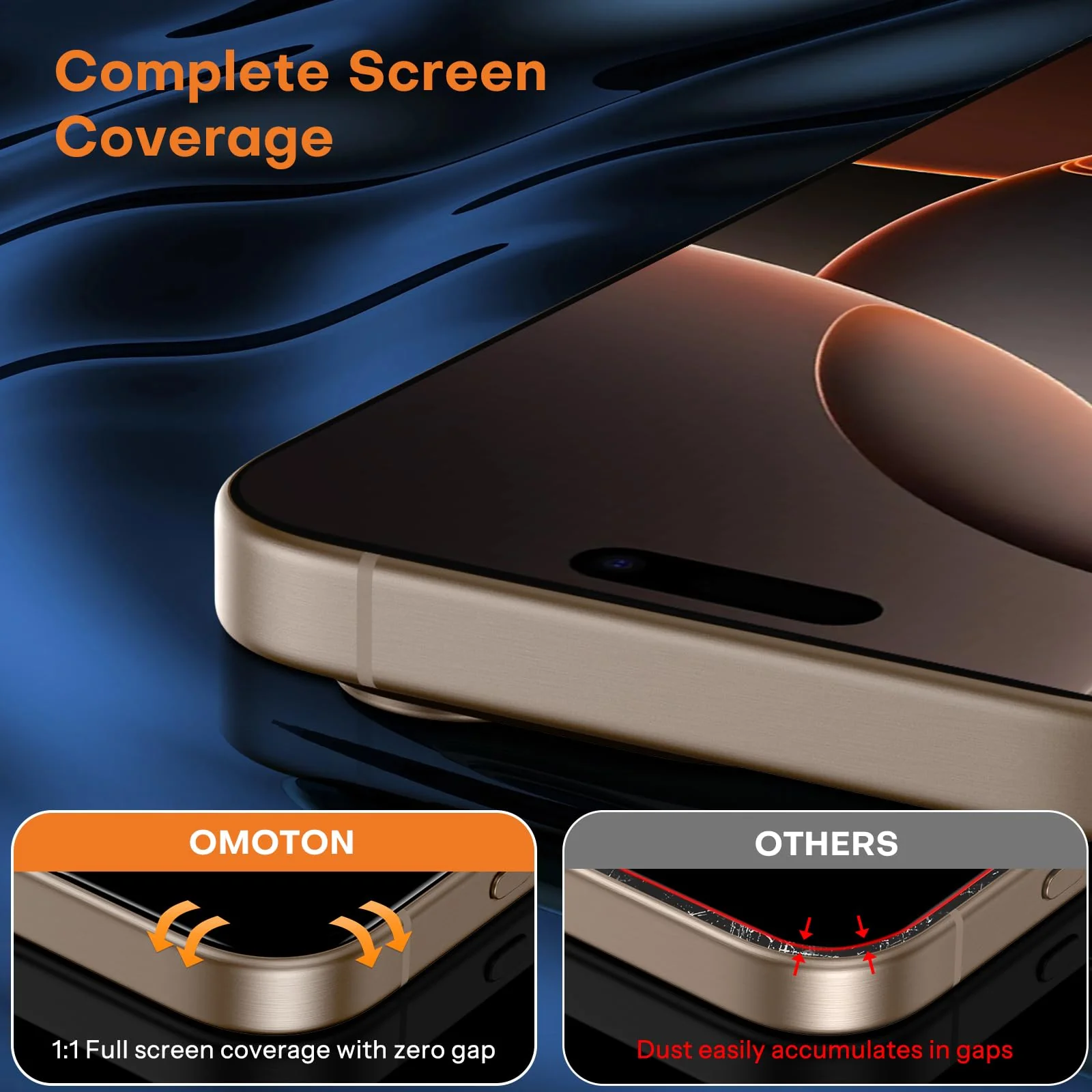 OMOTON für iPhone 16 Pro Max für Panzerglas, Full Screen Auto-Installation, kompatibel mit iPhone 16 Pro Max Kameraschutz, Präzise Ausrichtung, Bläschenfrei, 9H Härte Folie, 2+2 Stück - Image 6