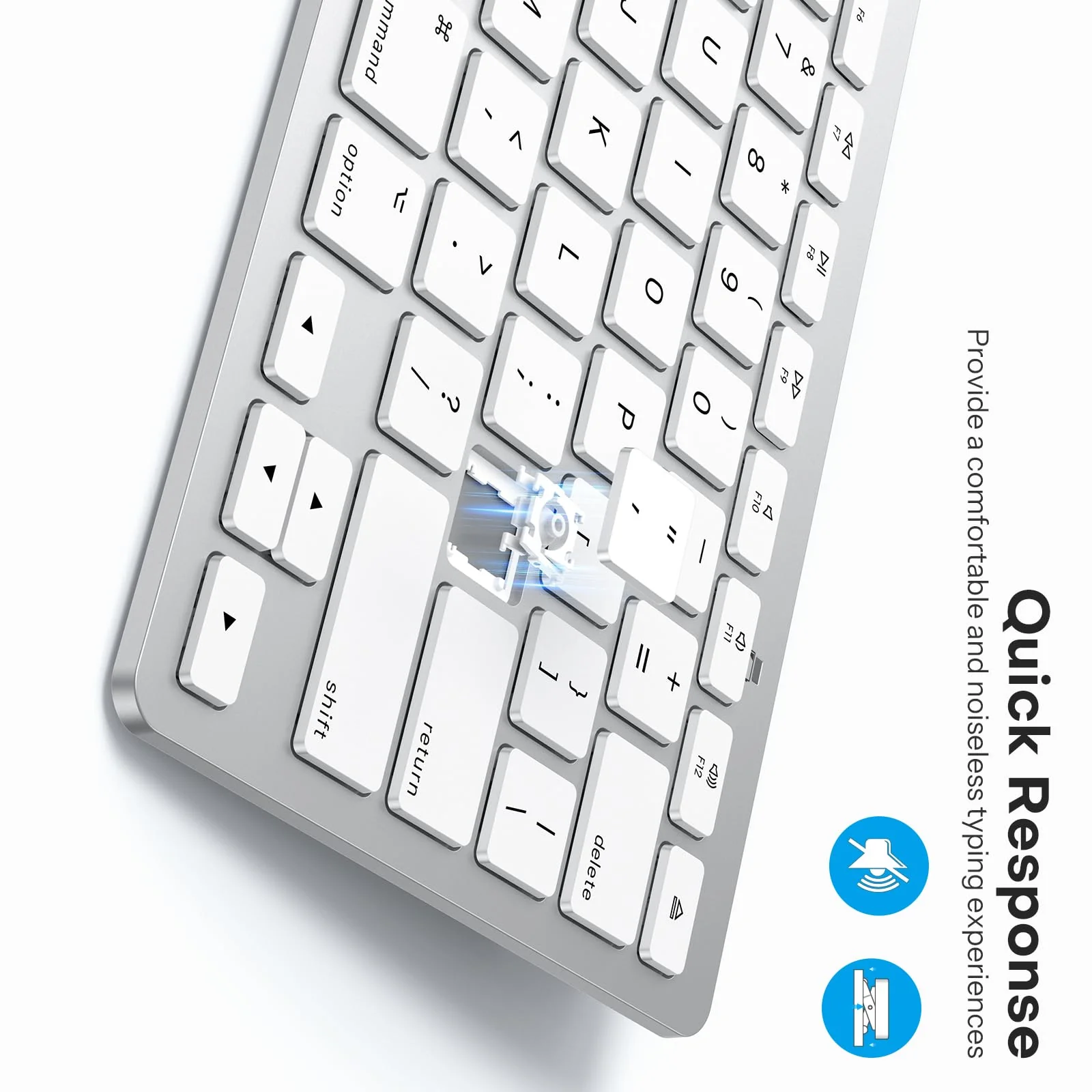OMOTON Kabellos Tastatur mit Multimedia-Tasten, Kompatibel mit Mac