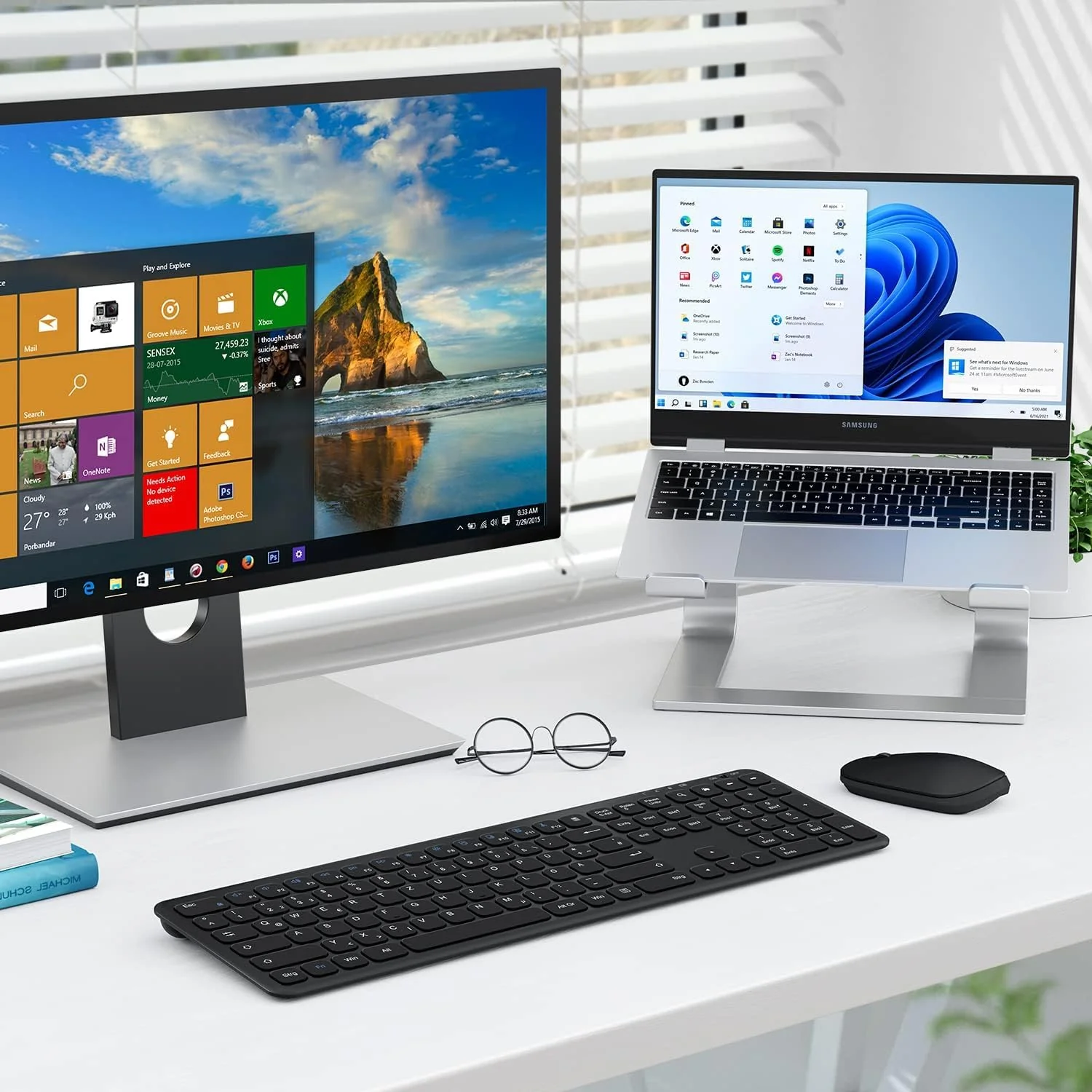 OMOTON Tastatur Kabellos, 2.4GHz Wireless Tastaturen für Windows 11/10/8/7/XP, Kompatibel mit PC, Computer