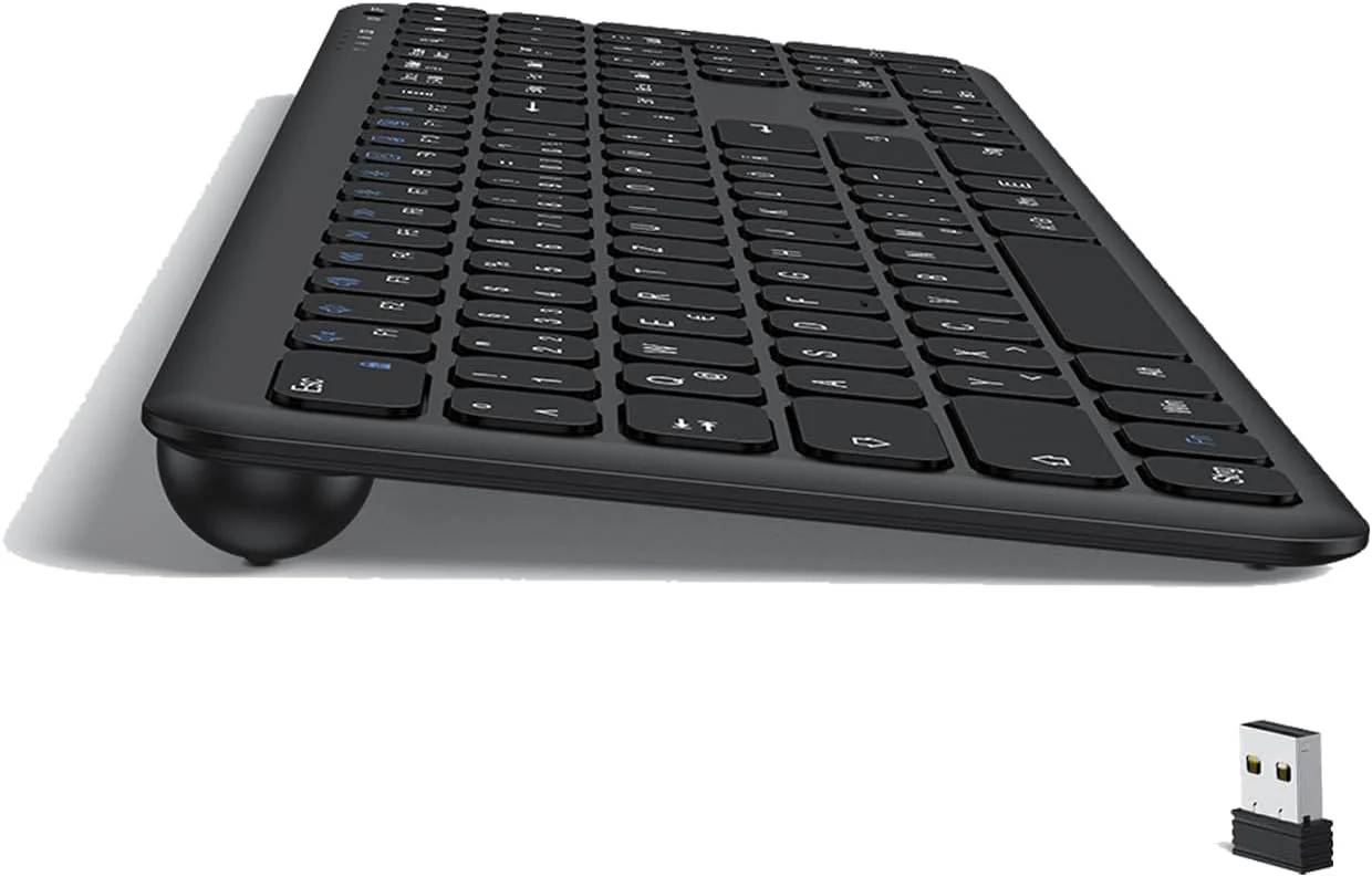 OMOTON Wireless Keyboard, 2.4GHz Wireless Keyboard für Windows 11/10/8/7/XP, kabellose Tastatur mit QWERTZ Layout und Multimedia-Tasten, kompatibel mit PC, Computer, Laptop, Notebook, Schwarz - Image 2