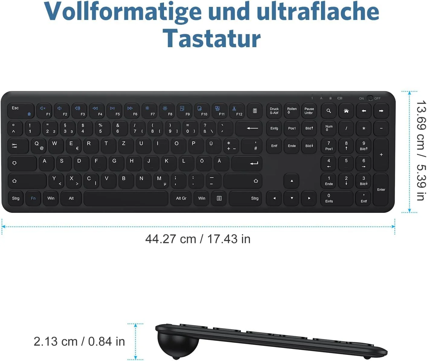 OMOTON Wireless Keyboard, 2.4GHz Wireless Keyboard für Windows 11/10/8/7/XP, kabellose Tastatur mit QWERTZ Layout und Multimedia-Tasten, kompatibel mit PC, Computer, Laptop, Notebook, Schwarz - Image 4