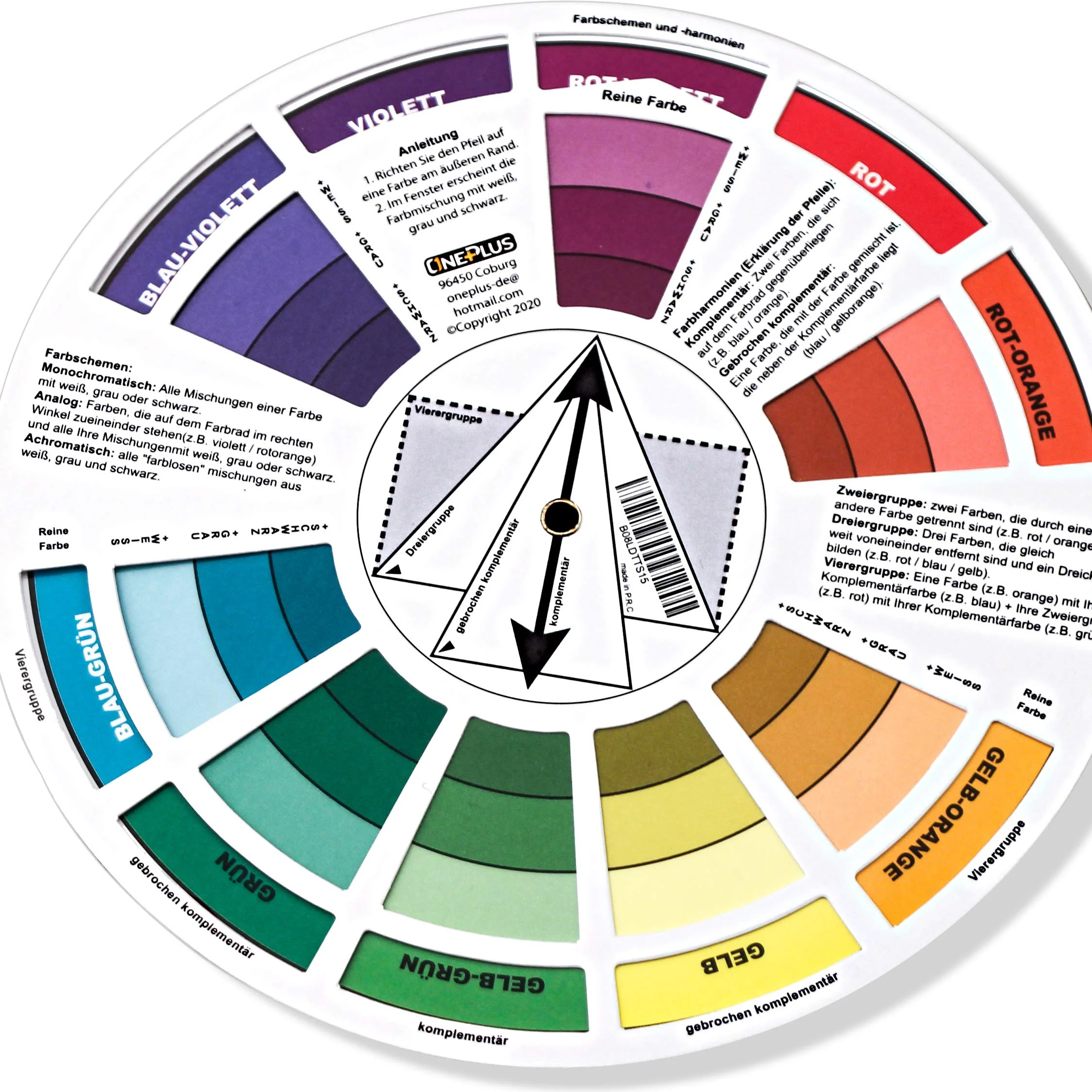 ONE+PLUS, 2 Stück, Color Wheel, Farbmischrad, Farbrad, Farbkreis Drehscheibe deusch, Pocket Colour Wheel, für Malen, Design und Makeup (Deutsche Version) - Image 5