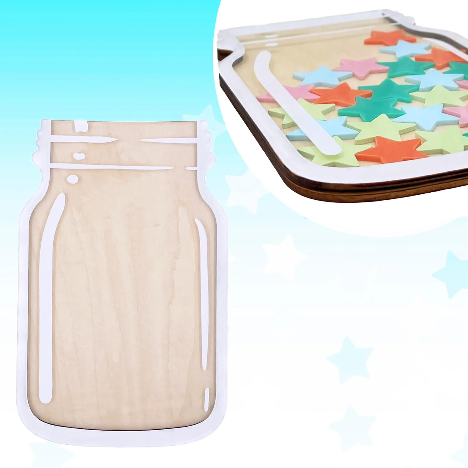 ONECK Belohnungsglas für Kinder mit 30 Sternen, Belohnungssystem Klassenzimmer Große Belohnungsgläser für Gutes Benehmen Reward Jar Sterne Anreizglas aus Holz für Gebrauch zu Hauseund in der Schule - Image 5