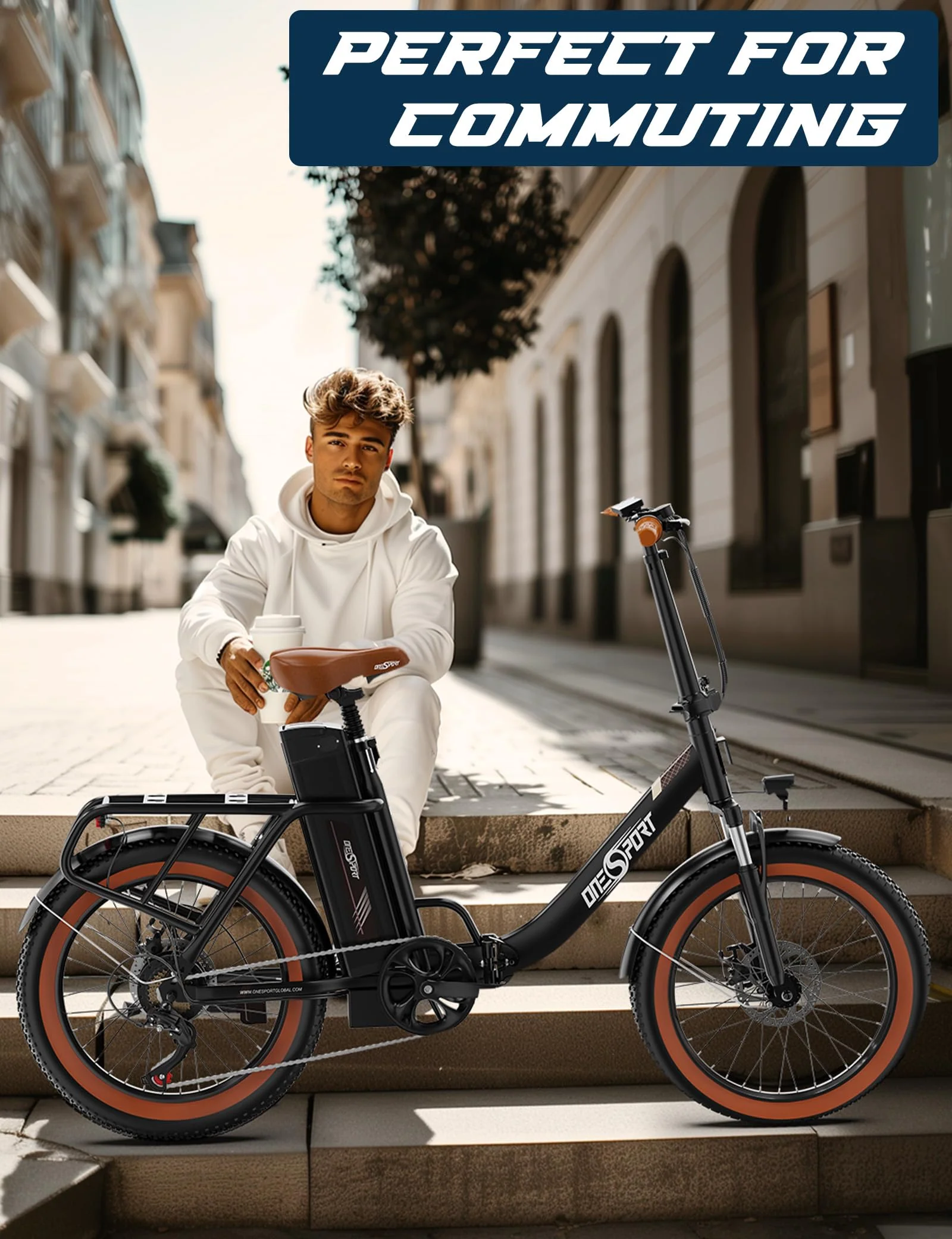 ONESPORT OT16-2 Klapprad E-Bike, E Bike 20 Zoll mit 250W Motor und 48V 17Ah Abnehmbaren Akku, Geschwindigkeit 25km/H, LCD-Display und Bluetooth Connect, Fahrrad Elektro Für Stadtpendler - Image 3