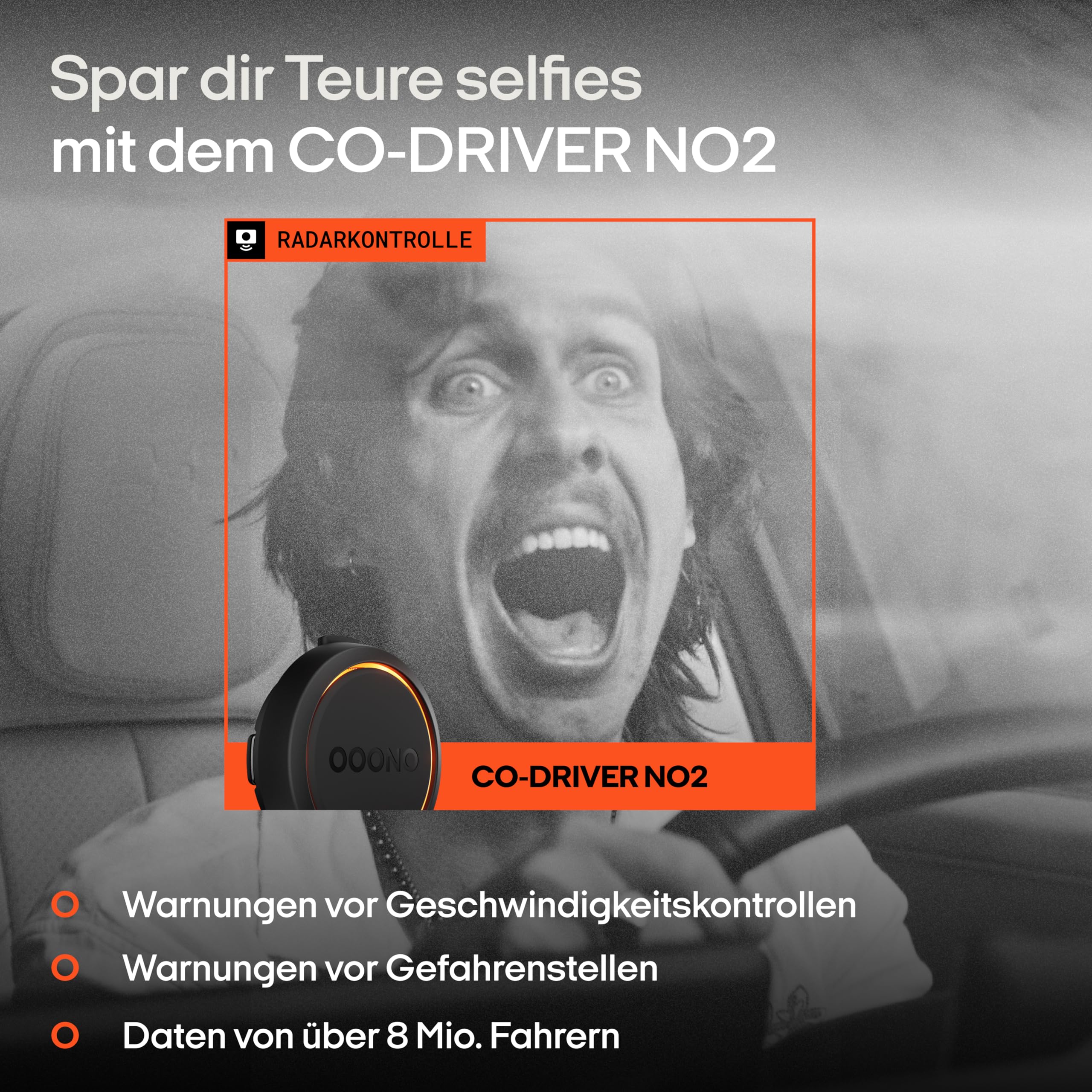 OOONO CO-Driver NO2 [NEUES Modell 2024] - Optimierter CO-Driver fürs Auto - Warnt vor Blitzern und Gefahrenstellen - Wiederaufladbar - LED-Anzeige - CarPlay & Android Auto kompatibel, Normal - Image 5