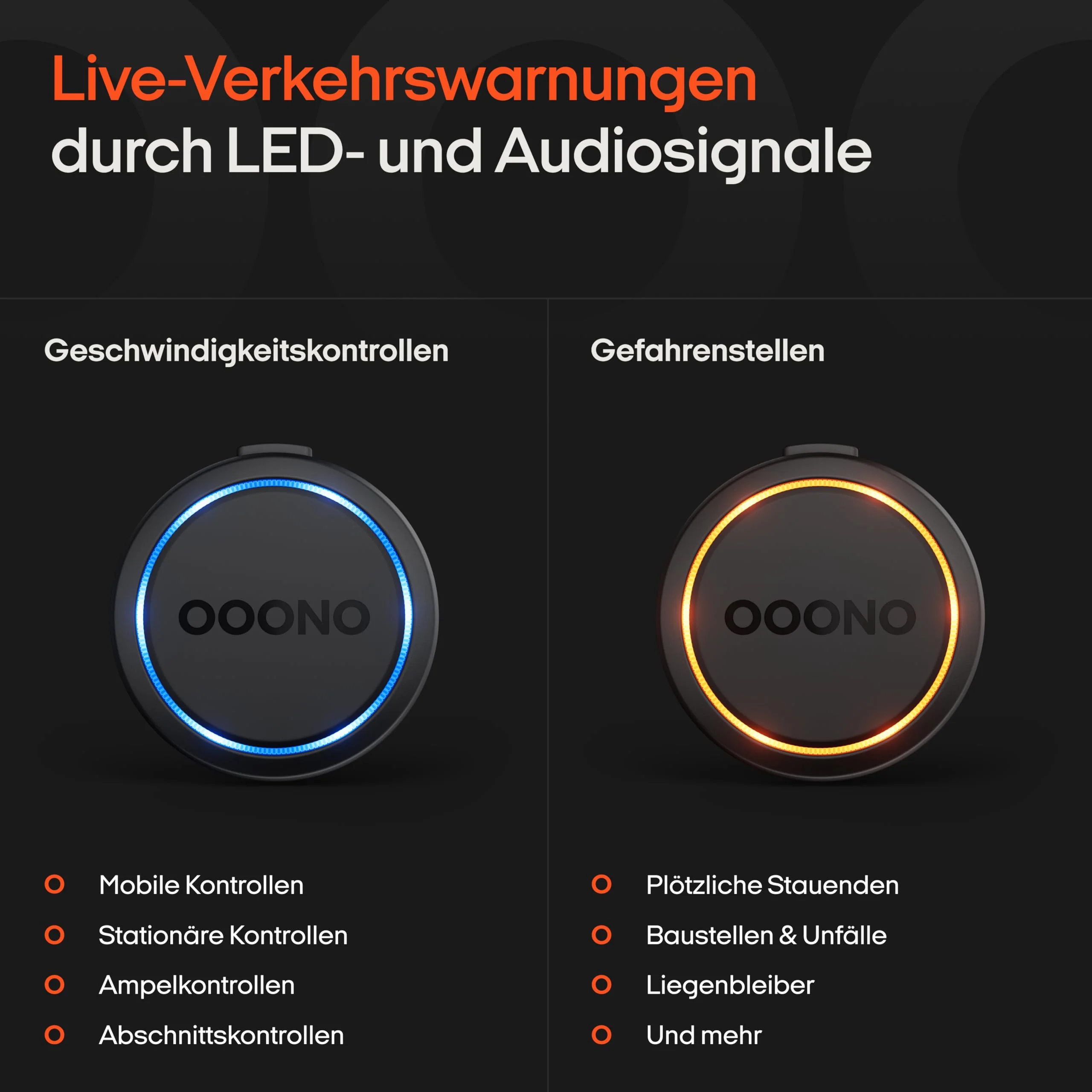 OOONO CO-Driver NO2 [NEUES Modell 2024] - Optimierter CO-Driver fürs Auto - Warnt vor Blitzern und Gefahrenstellen - Wiederaufladbar - LED-Anzeige - CarPlay & Android Auto kompatibel, Normal - Image 6