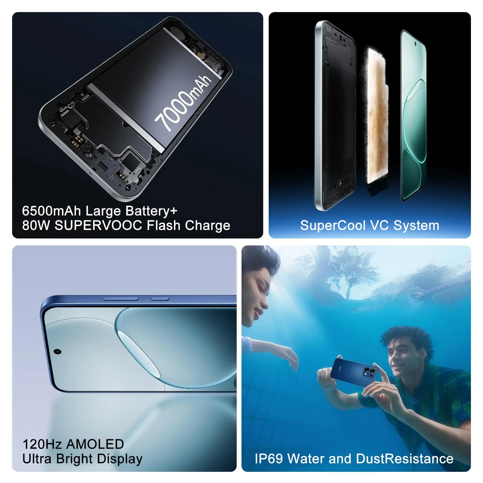 OPPO A6 Pro 5G 8+256GB AI Smartphone, Handy Android Ohne Vertrag, Batterie 6500mAh, 80W SUPERVOOC, Dimensity 6300 5G, Bildschirm 120Hz 6,57" AMOLED, IP69, AI-Kamera 50+2MP, NFC, Dual SIM, Blau - Image 14