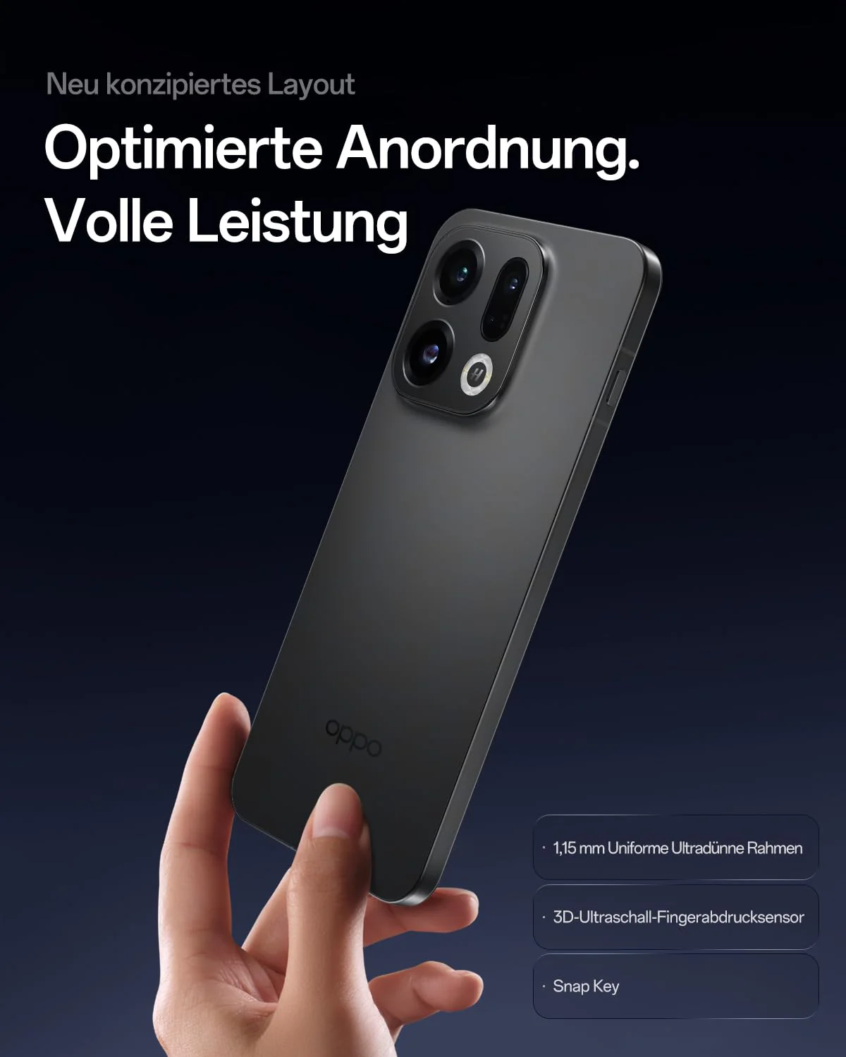 OPPO Find X9 5G 12+512GB, AI-freigeschaltetes Smartphone, 6,59" 120Hz ProXDR Display, 50MP Hasselblad-Kamera, 4K Motion, 7025 mAh Akku, IP69, Space Black (inkl. 80W SUPERVOOC Ladegerät und Enco Air4) - Image 3