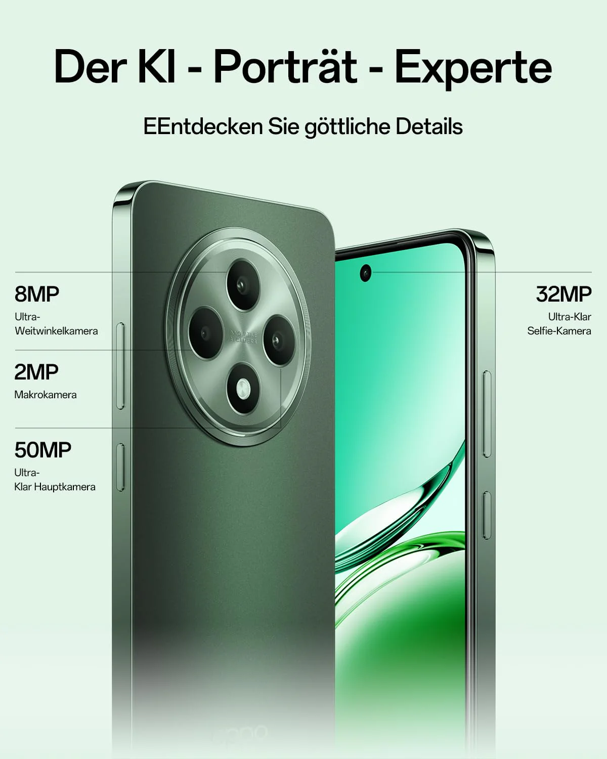 OPPO Reno12 FS 5G 12+512GB, KI Android-Smartphone (entsperrt), 6,67" 120Hz AMOLED Display, Dimensity 6300 Handy, 50+8+2MP KI-Kamera, 5000mAh 45W, IP64 wasserfest, NFC, Grün - Image 8