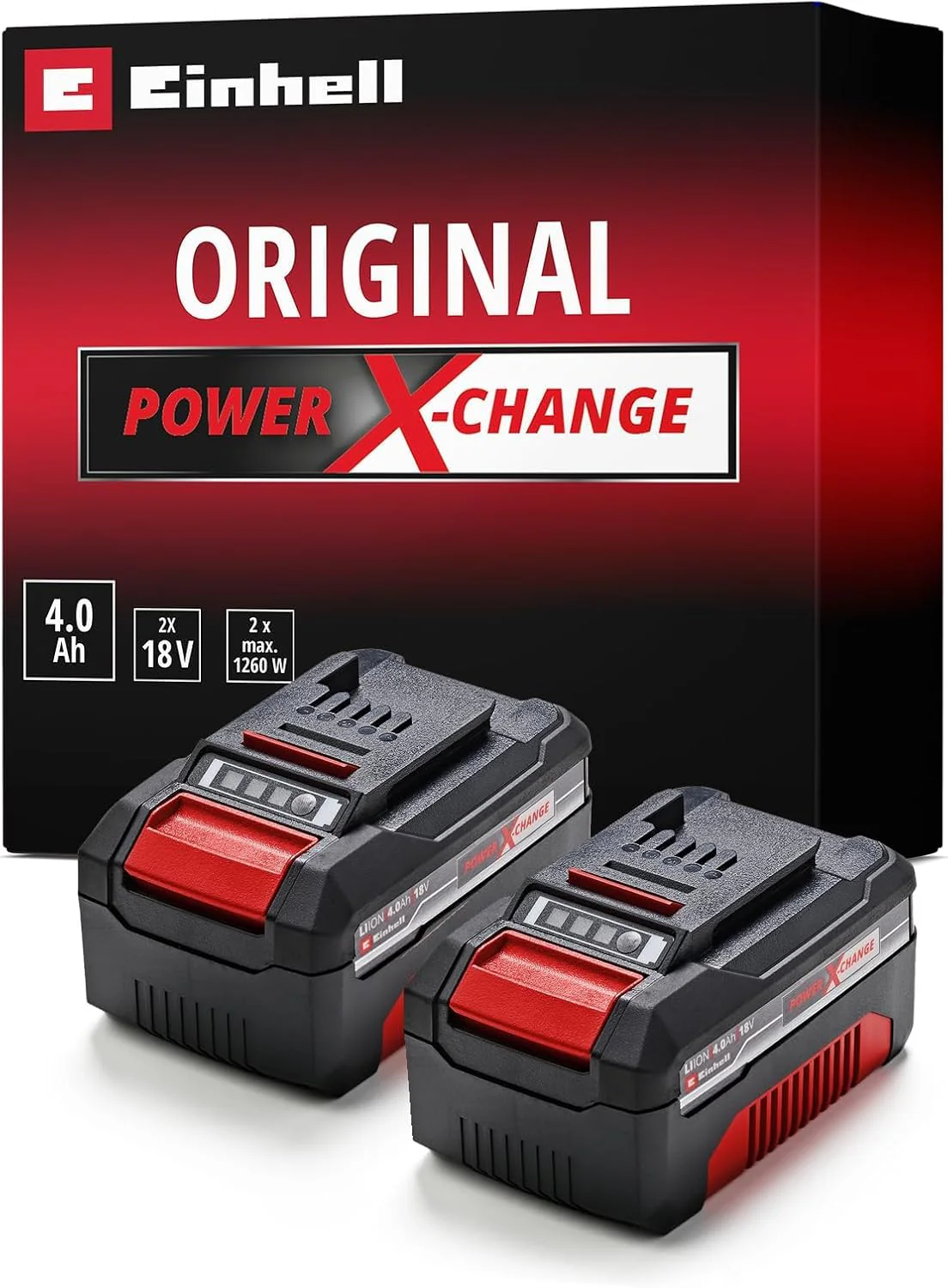 Original Einhell Akku PXC-Twinpack 4,0 Ah Power X-Change (Li-Ion, 18 V, 2x 4,0 Ah, für alle PXC-Geräte geeignet, proaktives Batteriemanagement, situativ angepasste Ladezyklen) - Image 2