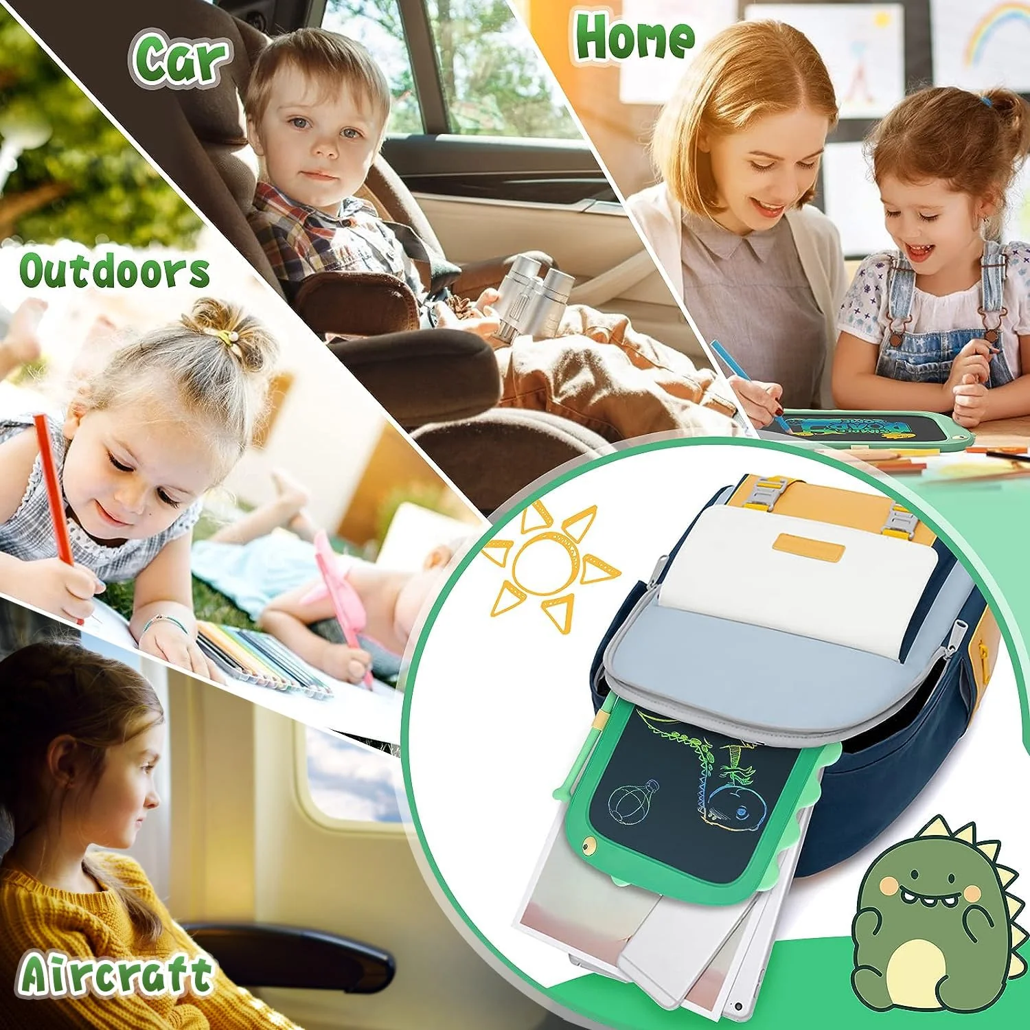 ORSEN LCD Schreibtafel Spielzeug ab 3 4 5 6 7 8 Jahre alt Junge Mädchen, 8,5-Zoll Bildschirm Zeichenbrett Maltafel, Dinosaurier Schreibtablett Weihnachten Kleine Geschenke für Kinder (Grün) - Image 2