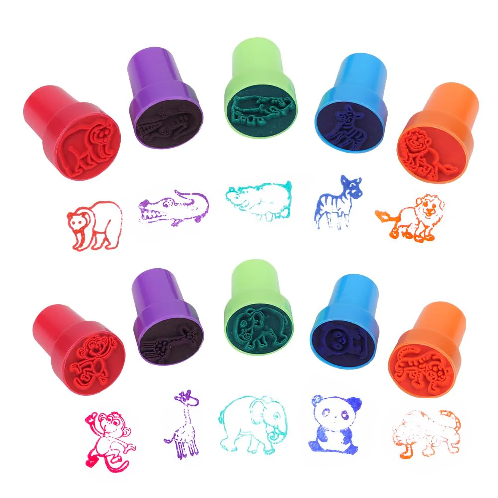 OSDUE 10 Stück Stempel, Briefmarken, Stempelset Tiere, Selbstfärbend, Niedliche Stempel für Weihnachten, Spiel, Spaß, Hobby und mehr(Wilde Tiere) - Image 7