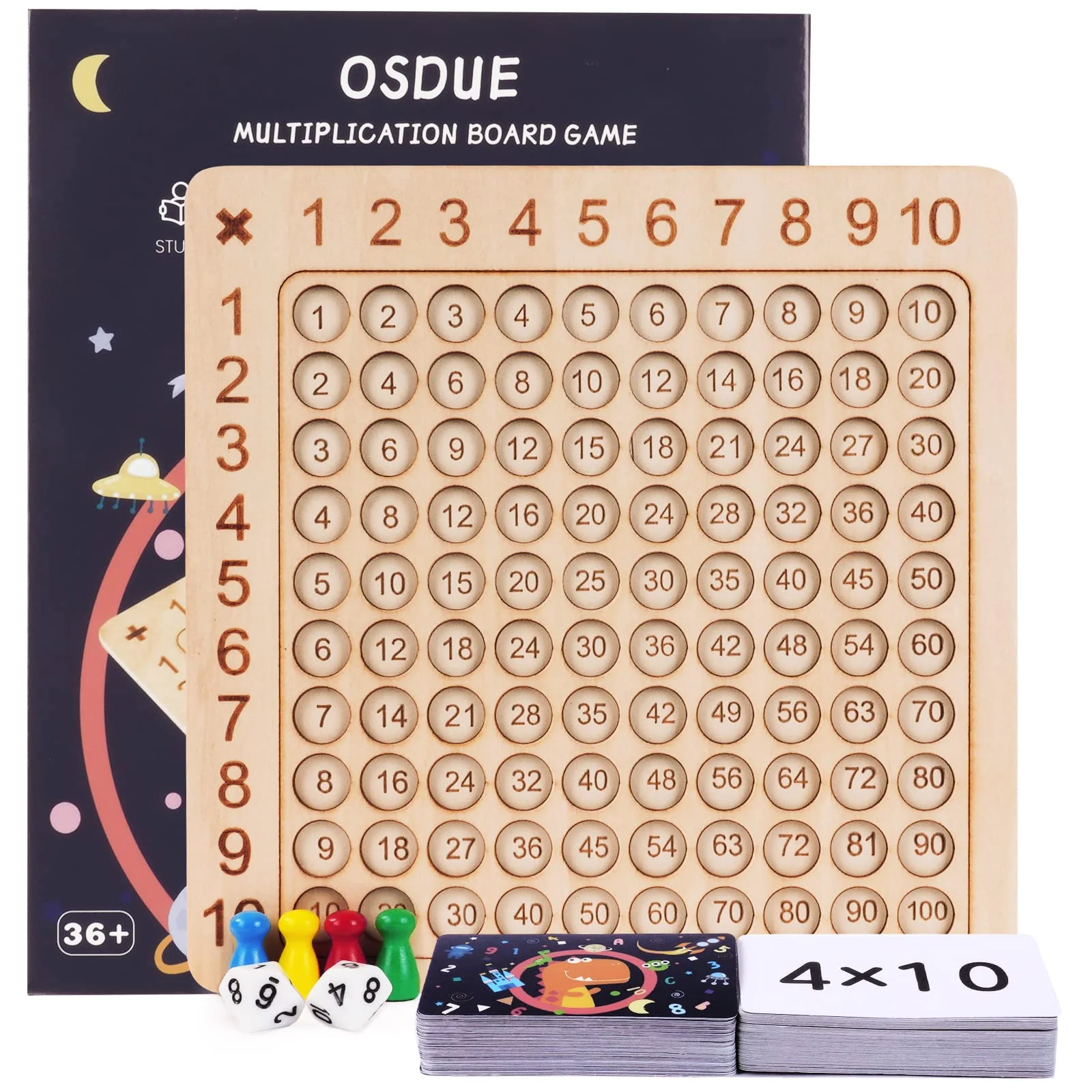 OSDUE Multiplikationstafel Multiplikationsbrett, 1x1 Mathe Lernen für Grundschüler, Brettspiel Multiplikation, Montessori Multiplikationsbrett, für Kleinkinder und Kinder