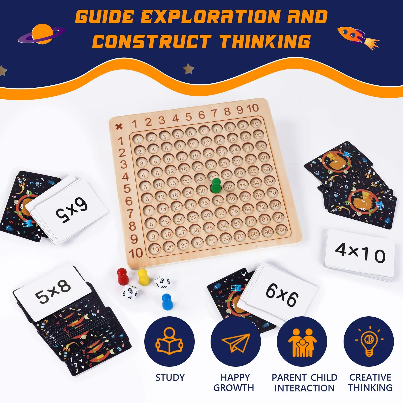 OSDUE Multiplikationstafel Multiplikationsbrett, 1x1 Mathe Lernen für Grundschüler, Brettspiel Multiplikation, Montessori Multiplikationsbrett, für Kleinkinder und Kinder - Image 6