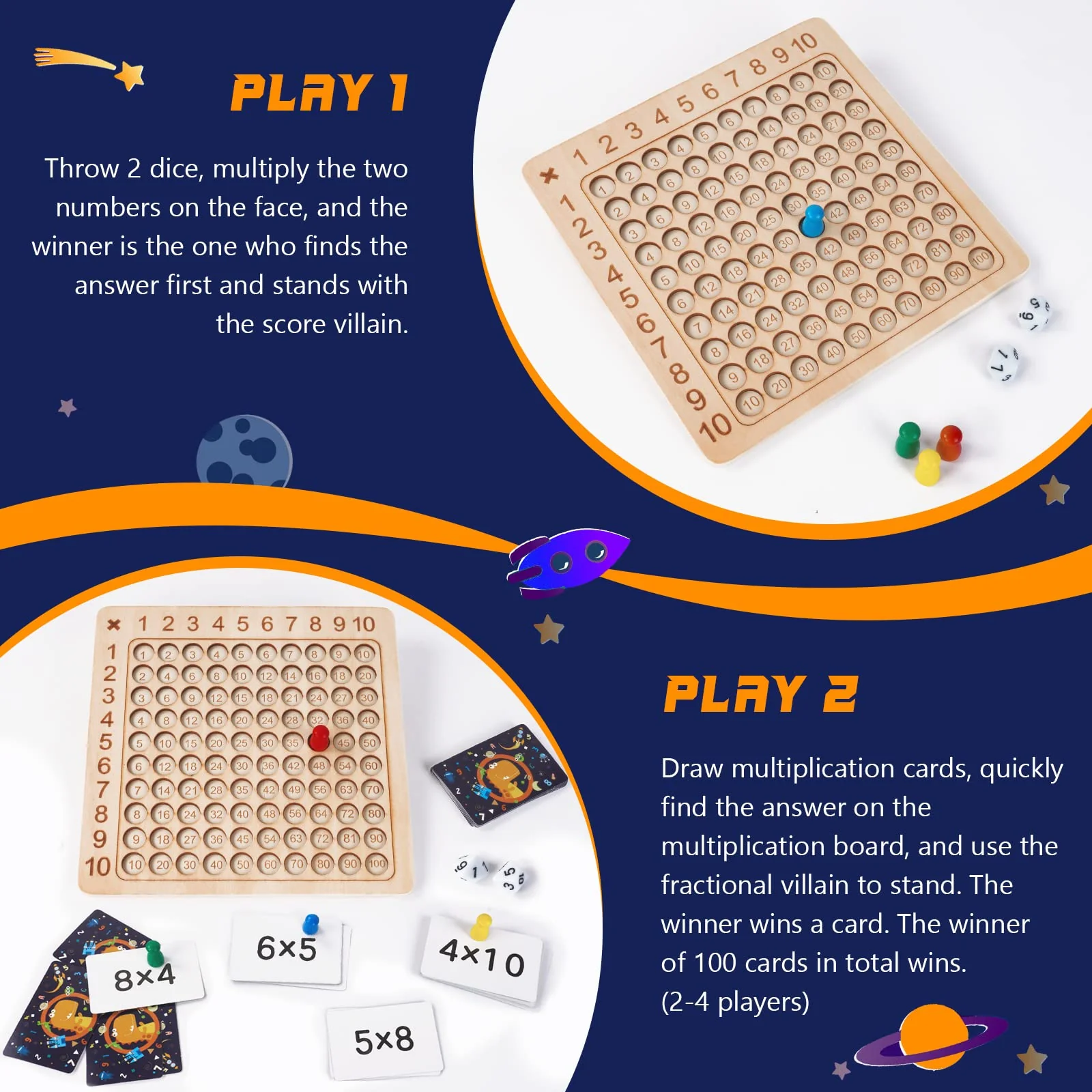 OSDUE Multiplikationstafel Multiplikationsbrett, 1x1 Mathe Lernen für Grundschüler, Brettspiel Multiplikation, Montessori Multiplikationsbrett, für Kleinkinder und Kinder - Image 8