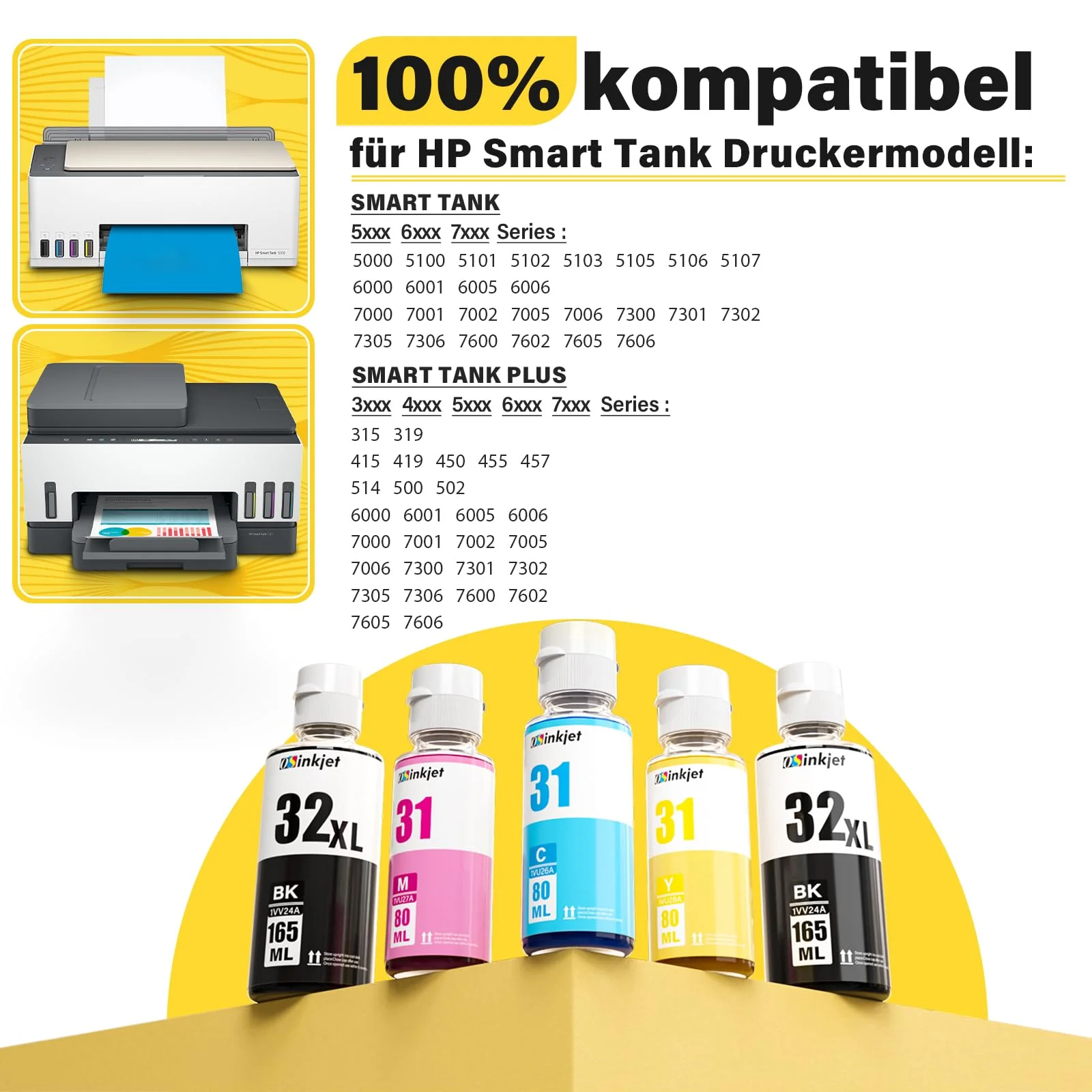 Osinkjet Druckertinte 31 32XL Kompatibel für HP Smart Tank Plus 555 Drucker, Tinte 31 32 XL für Smart Tank 5105 7005 7605 7305 7006 7306 5106 5107 455 515 519 530 558 559 570 655 670 750 790 Drucker - Image 4