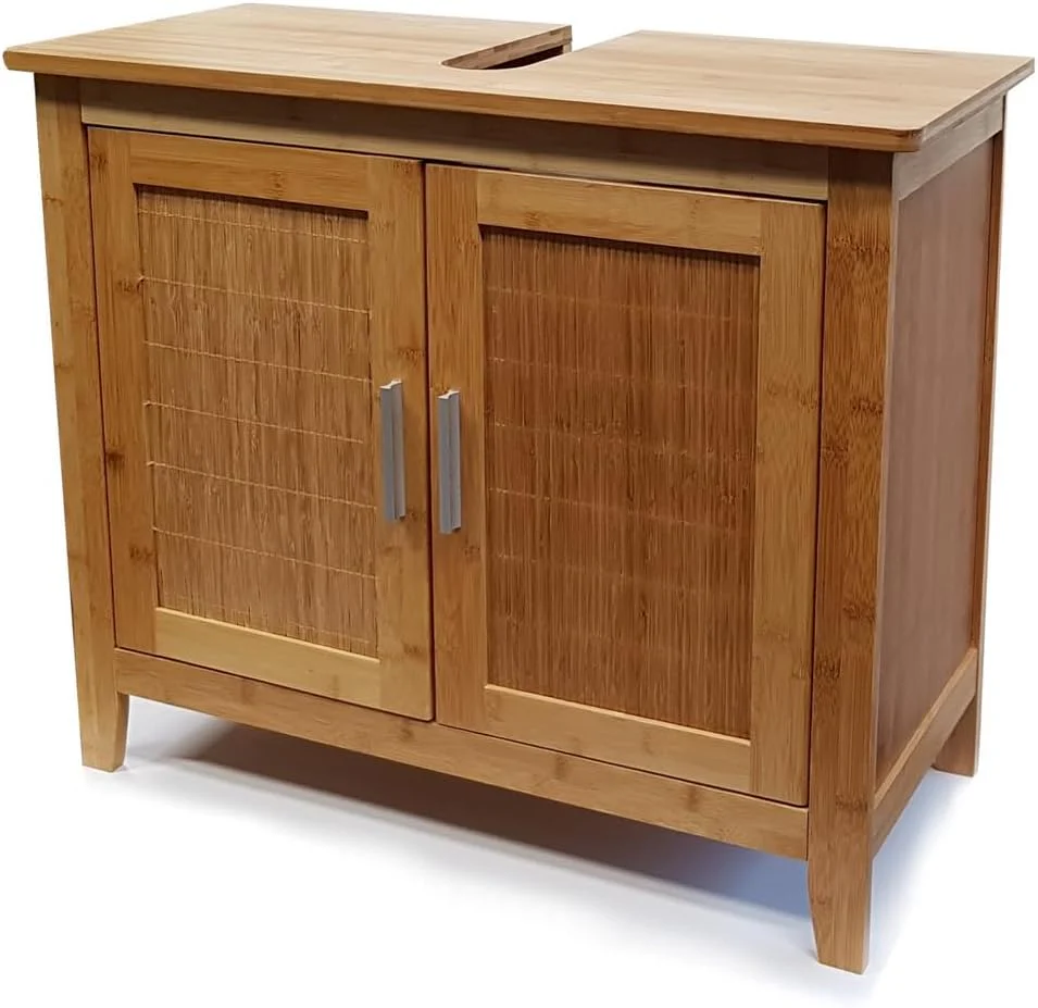 osoltus Bambus Bali Waschtischunterschrank Waschbeckenunterschrank fürs Badezimmer braun 66,5x60x30 cm - Image 5
