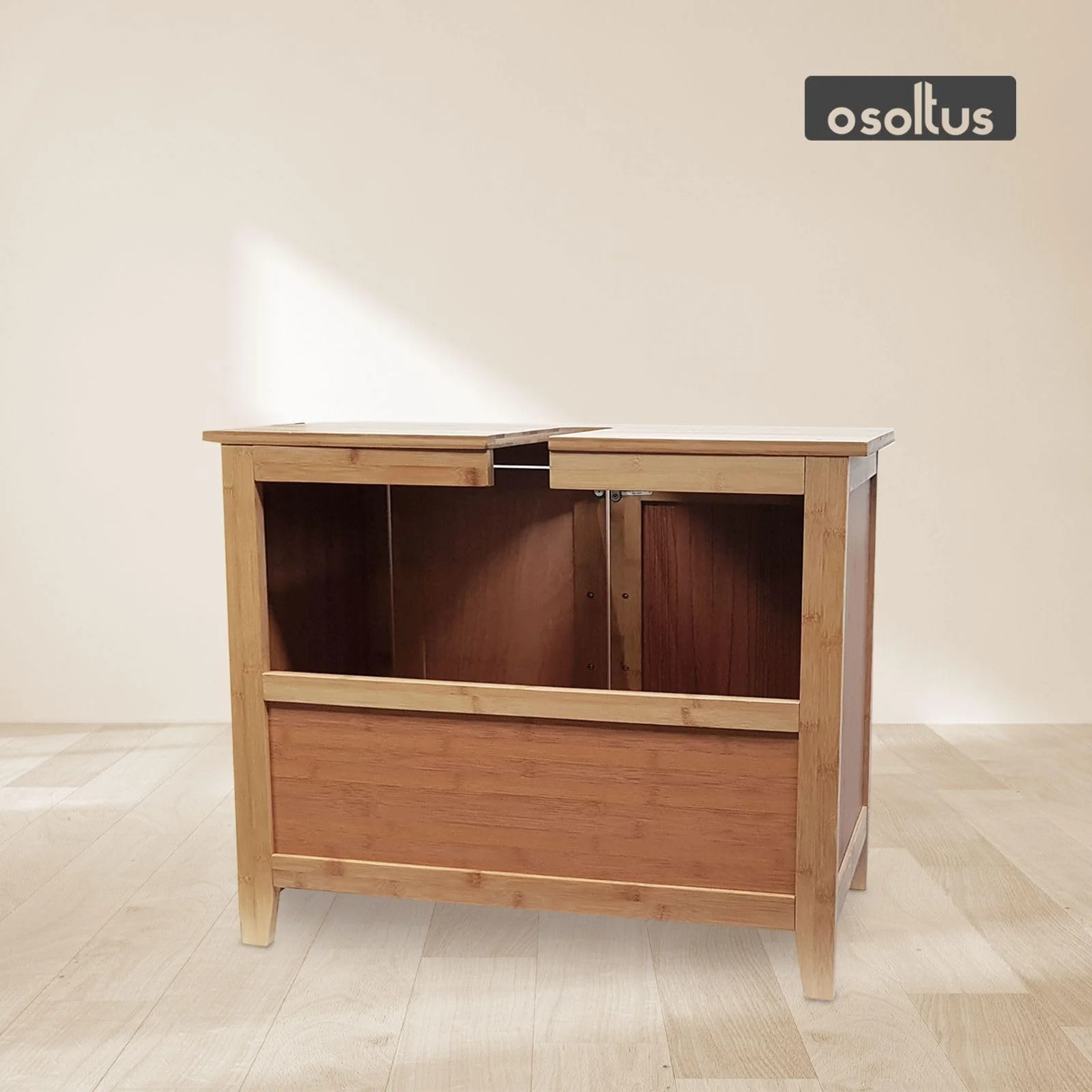 osoltus Bambus Bali Waschtischunterschrank Waschbeckenunterschrank fürs Badezimmer braun 66,5x60x30 cm - Image 8