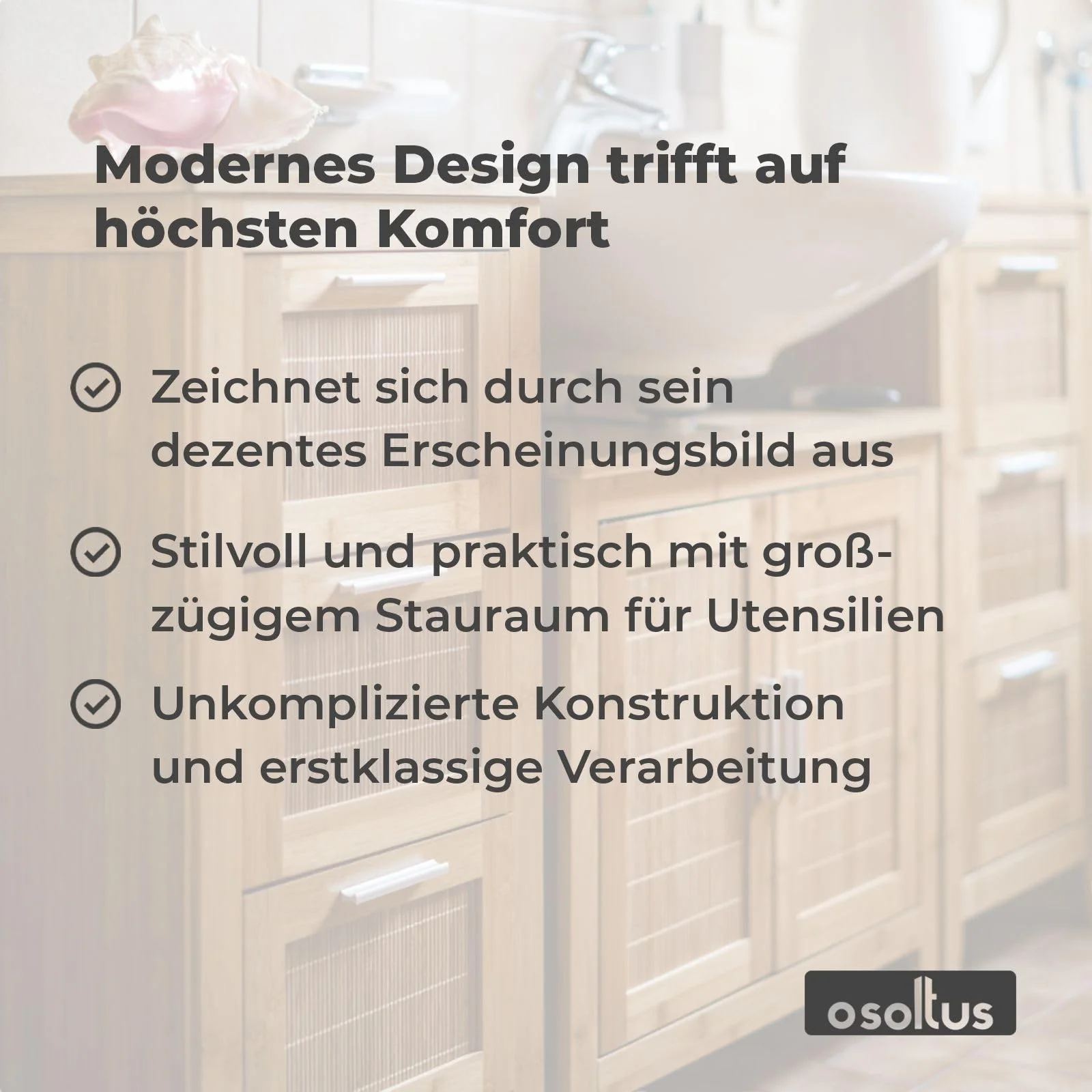 osoltus Bambus Bali Waschtischunterschrank Waschbeckenunterschrank fürs Badezimmer braun 66,5x60x30 cm - Image 9