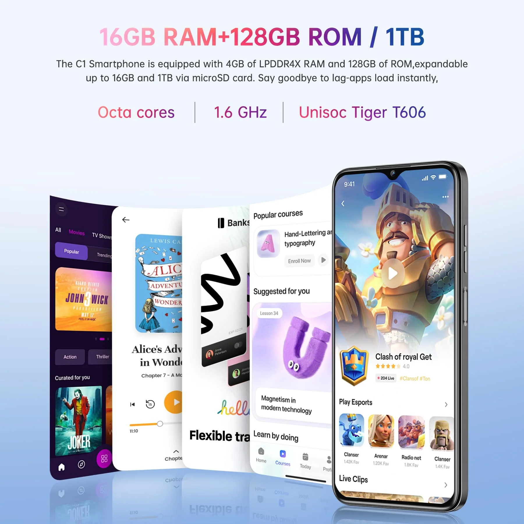 OUKITEL C1 Android 15 Smartphone Ohne Vertrag, 16GB+128GB /1TB Handy Günstig, 6.52" HD+ Handy Ohne Vertrag,5150mAh Simlockfreie Handys, 13MP+5MP, Dual 4G SIM 3 Steckplatz/Fingerabdruck/OTG/3.5mm Jack - Image 8