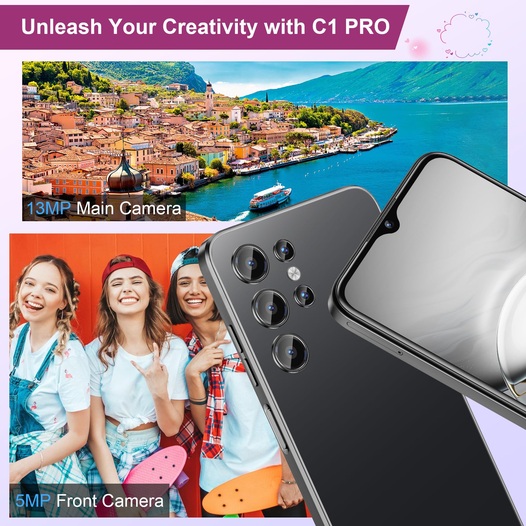 OUKITEL C1 Pro Android 15 Smartphone Ohne Vertrag, 16GB+256GB/1TB Handy Ohne Vertrag, 5150mAh Handy Günstig, 6.52" HD+, 13MP Kamera Simlockfreie Handys, Gemini AI/Dual 4G SIM 3 Steckplatz/Fingerprint - Image 10