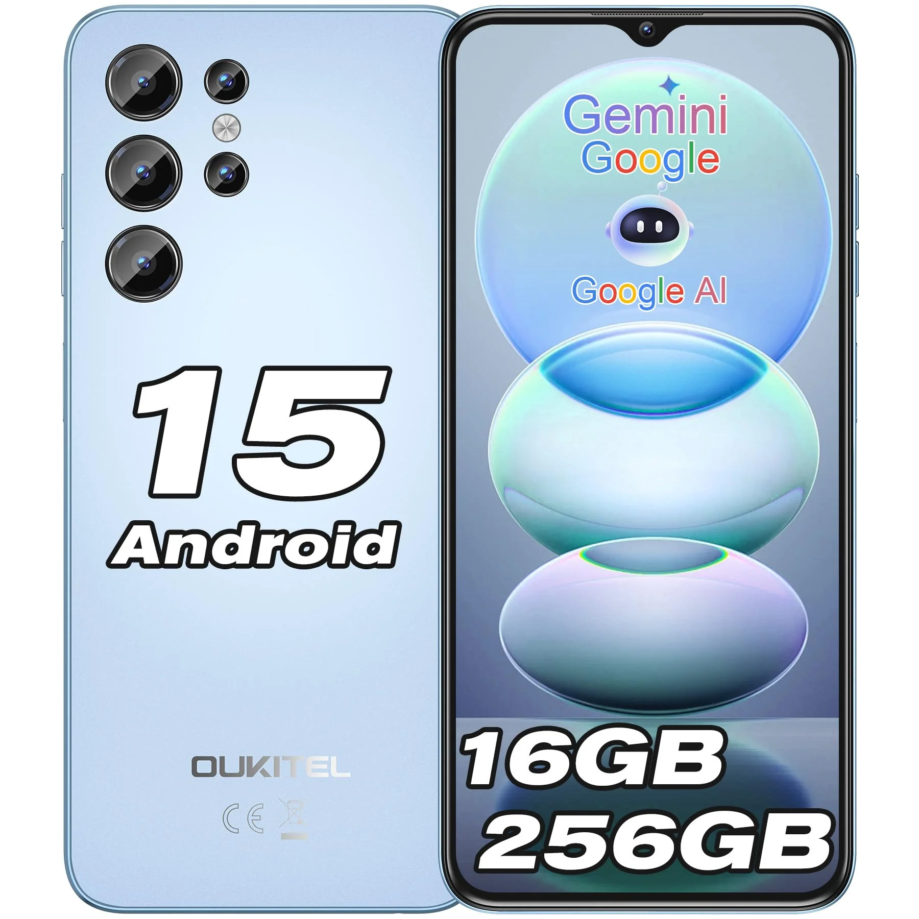 OUKITEL C1 Pro Smartphone Ohne Vertrag Android 15, 16GB+256GB/1TB Handy Ohne Vertrag, 5150mAh Smartphone Günstig, 6.52" HD+, 13MP Kamera Simlockfreie Handys, Gemini AI/Dual 4G SIM/3 Steckplatz - Image 9
