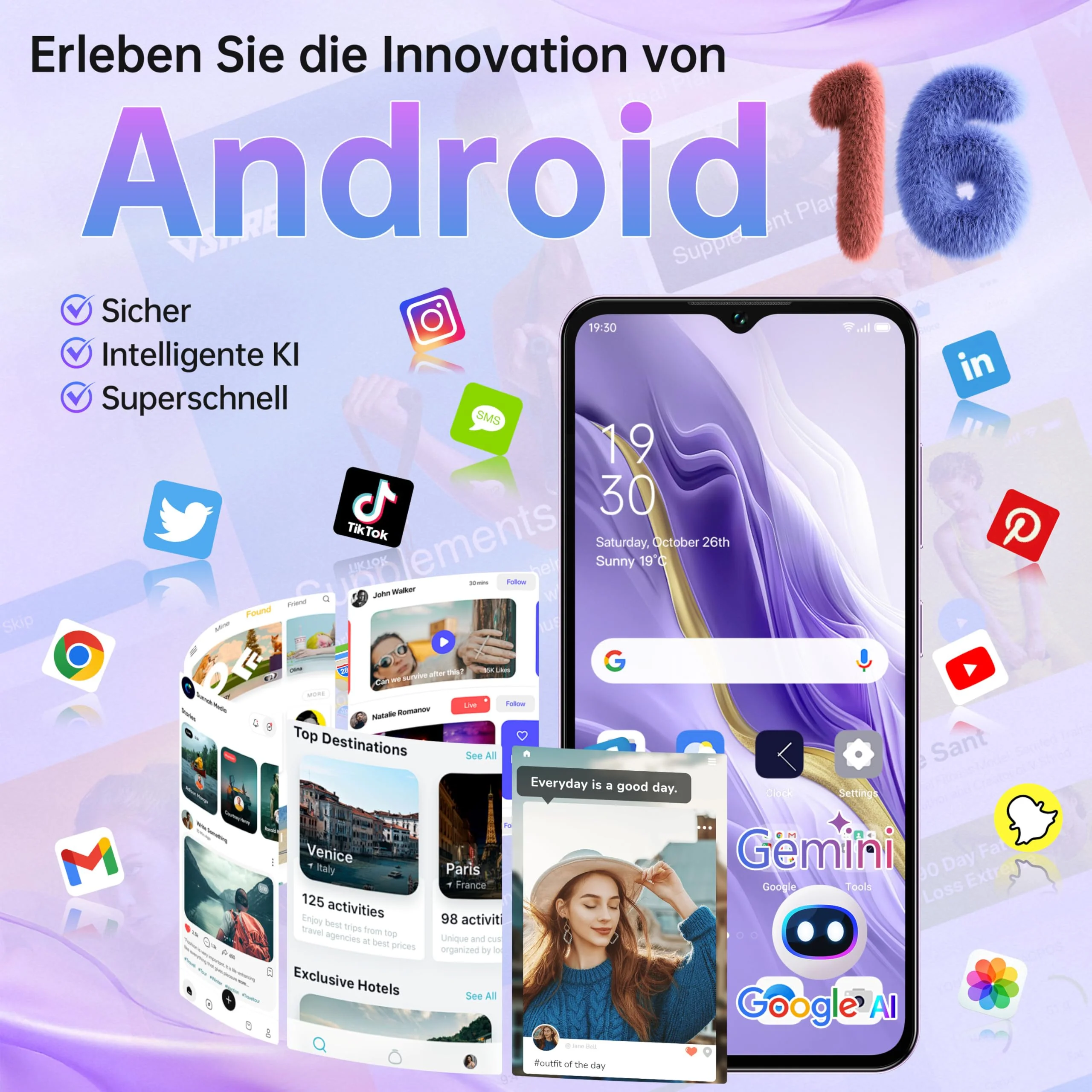 OUKITEL C2 Smartphone Ohne Vertrag - Android 16 Handy Günstig 16GB+128GB /1TB, 6.52 Zoll Handy Ohne Vertrag, 5000mAh Akku Simlockfreie Handys, 13MP+5MP, Dual SIM Face ID/OTG/GPS/3.5mm Jack, Blau - Image 10