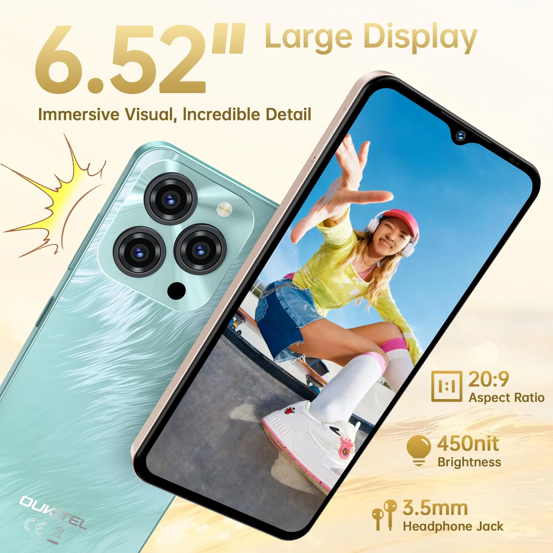 OUKITEL C3 Smartphone Ohne Vertrag - 16GB+128GB /1TB Android 14, 6.52 Zoll Smartphone Ohne Vertrag, 5000mAh Simlockfreie Handys, 13MP, Dual SIM 4G Face ID - Image 11
