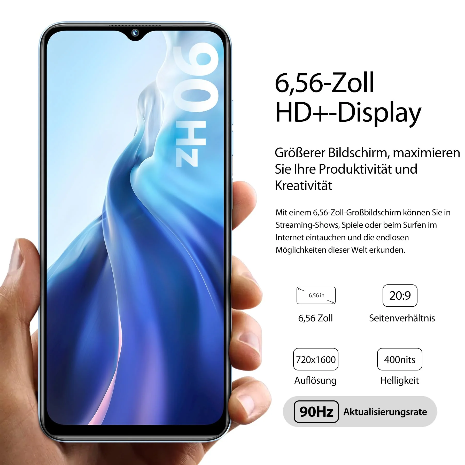 OUKITEL C36 Handy Ohne Vertrag, 12GB+128GB/1TB erweiterbar, 5150mAh 6.56" HD+ Display Android 13 günstig Smartphone 4G, Octa Core Prozessor, 13MP Panorama Kamera,Dual SIM 3 Steckplatz, Wi-Fi - Image 4
