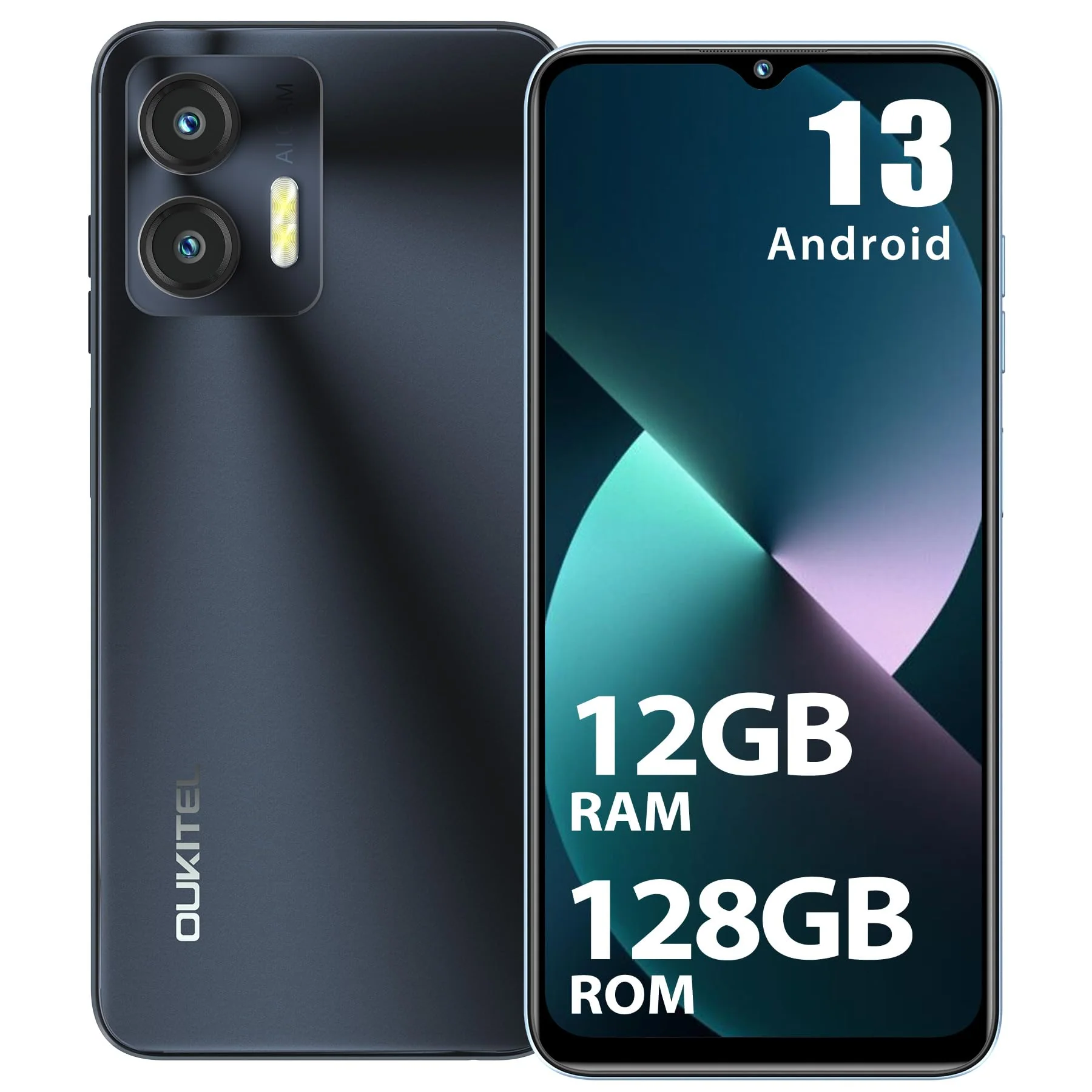 OUKITEL C36 Handy Ohne Vertrag, 12GB+128GB/1TB erweiterbar, 5150mAh 6.56" HD+ Display Android 13 günstig Smartphone 4G, Octa Core Prozessor, 13MP Panorama Kamera,Dual SIM 3 Steckplatz, Wi-Fi - Image 6