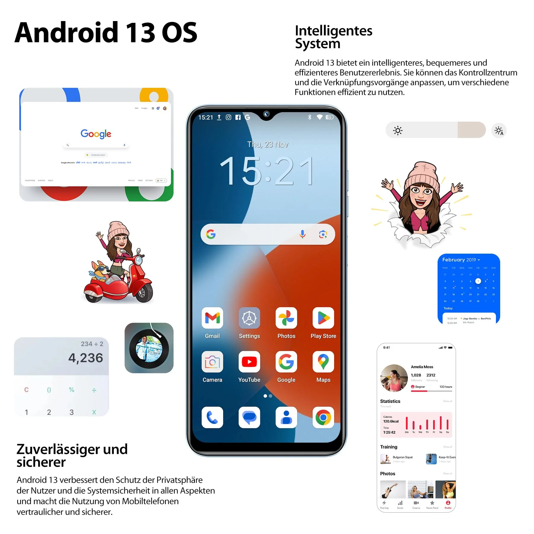 OUKITEL C36 Handy Ohne Vertrag, 12GB+128GB/1TB erweiterbar, 5150mAh 6.56" HD+ Display Android 13 günstig Smartphone 4G, Octa Core Prozessor, 13MP Panorama Kamera,Dual SIM 3 Steckplatz, Wi-Fi - Image 8