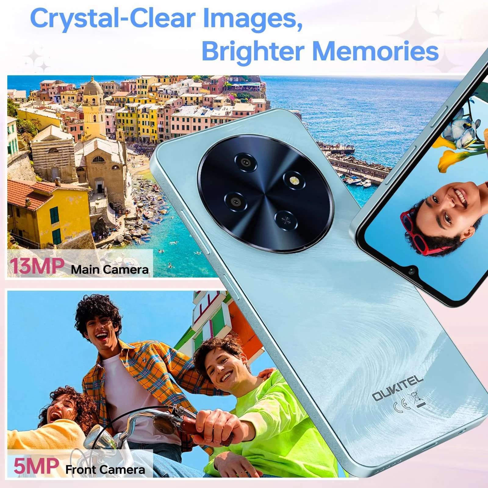 OUKITEL C5 Smartphone Ohne Vertrag, 16GB RAM+128GB ROM/1TB, 6.52" Bildschirm Handy Ohne Vertrag, 5000mAh Android Smartphone, 13MP Kamera Simlockfreie Handys, Dual 4G SIM/Face ID/OTG/3.5mm Jack - Image 3