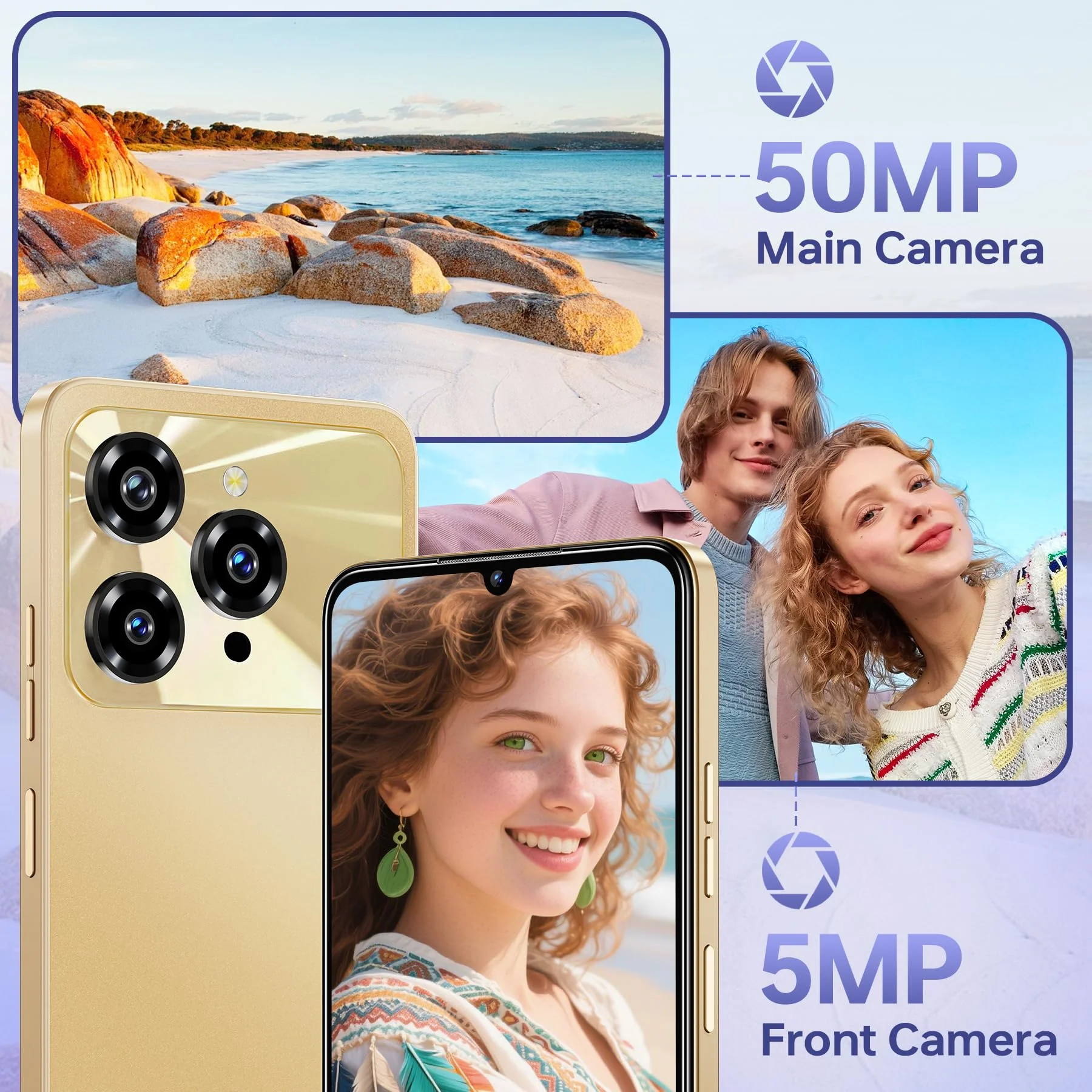 OUKITEL C6 5G Smartphone Ohne Vertrag, 24GB RAM+256GB/1TB ROM Handy Ohne Vertrag, 6.8'' HD+90Hz, 5150mAh, Android 15 Simlockfreie Handys, 50MP Kamera Smartphone, Dual 5G SIM/GPS/Face ID/Fingerabdruck - Image 6
