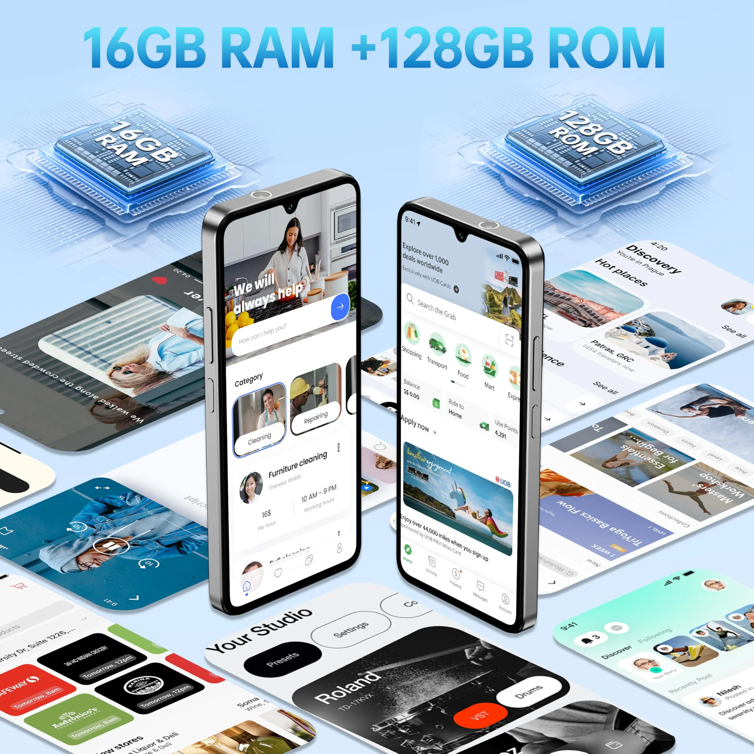 OUKITEL C60 Handy Ohne Vertrag Android 15-16GB+128GB 10000mAh Smartphone Ohne Vertrag 6.88 Zoll 90Hz 13MP+5MP Kamera 120LM Taschenlampe,Lautsprecher,GPS, Dual SIM 4G Simlockfreie Handys,Blau - Image 8