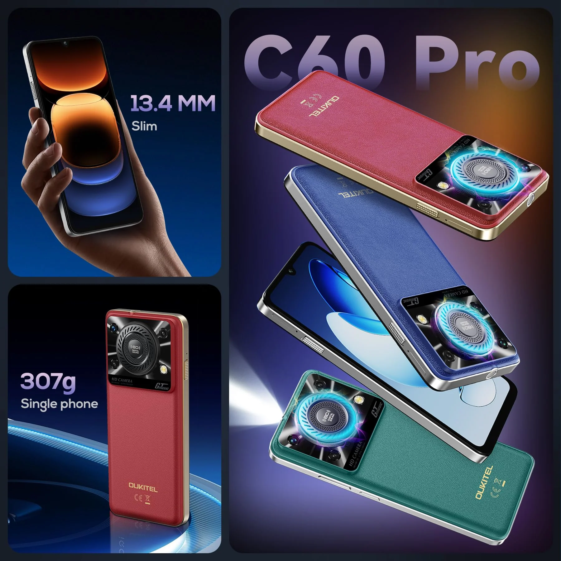 OUKITEL C60 Pro Handy Ohne Vertrag Android 15-24GB+256GB Smartphone Ohne Vertrag 10000mAh 6,88 Zoll 110dB Lautsprecher, 90Hz Display Günstig Handy, Dual SIM Simlockfreie Handys/13MP/NFC/GPS/BT5.0/Rot - Image 7