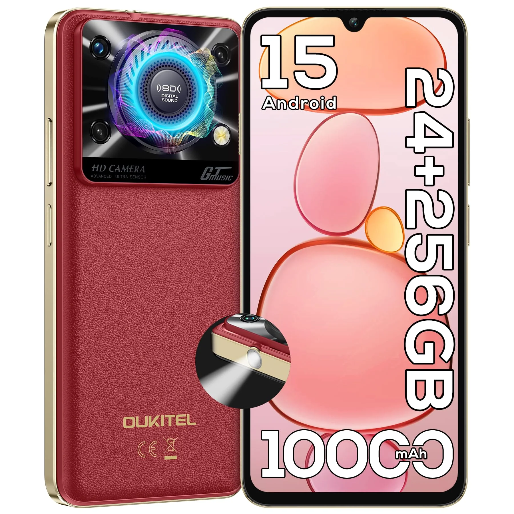 OUKITEL C60 Pro Handy Ohne Vertrag Android 15-24GB+256GB Smartphone Ohne Vertrag 10000mAh 6,88 Zoll 110dB Lautsprecher, 90Hz Display Günstig Handy, Dual SIM Simlockfreie Handys/13MP/NFC/GPS, Violett - Image 4