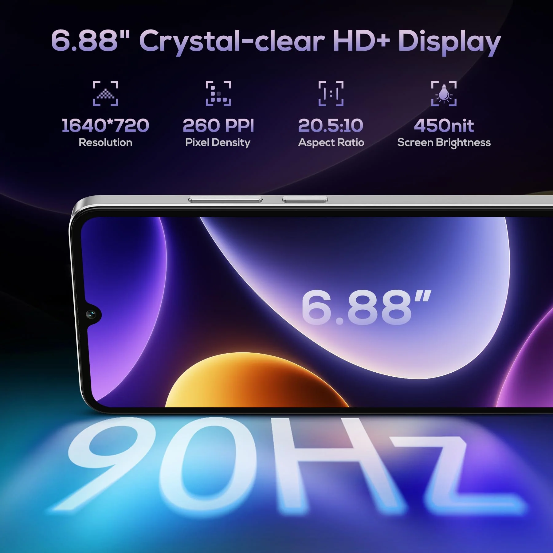 OUKITEL C60 Pro Handy Ohne Vertrag Android 15-24GB+256GB Smartphone Ohne Vertrag 10000mAh 6,88 Zoll 110dB Lautsprecher, 90Hz Display Günstig Handy, Dual SIM Simlockfreie Handys/13MP/NFC/GPS, Violett - Image 6