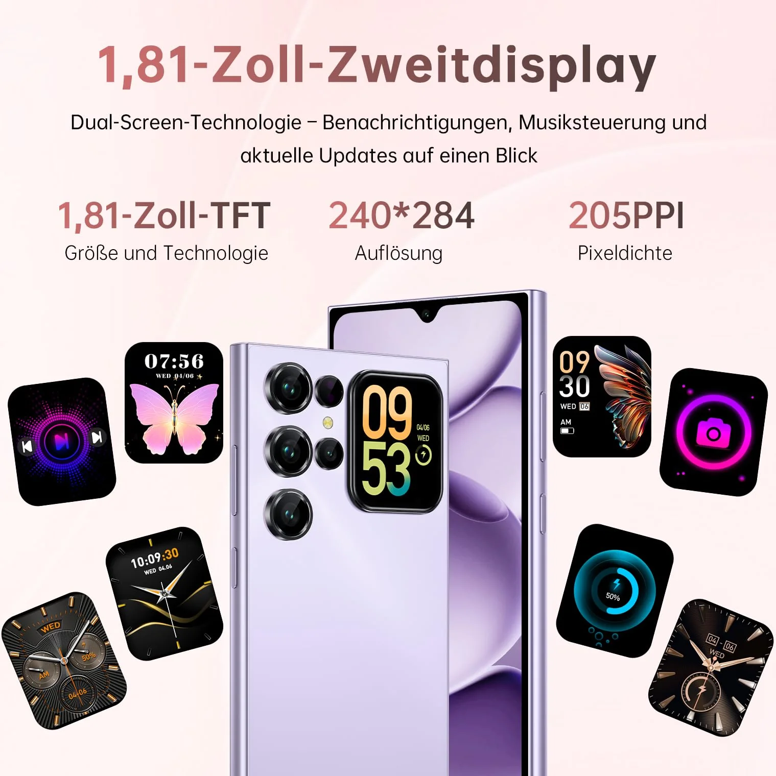 OUKITEL C62 Android 15 Smartphone Ohne Vertrag - 6.88" HD+ Handy mit Rückseitigem Display 16GB RAM+128GB ROM/1TB, 5000mAh Handy Günstig, Dual SIM Simlockfreie Handys/Face ID/GPS/OTG - Schwarz - Image 6