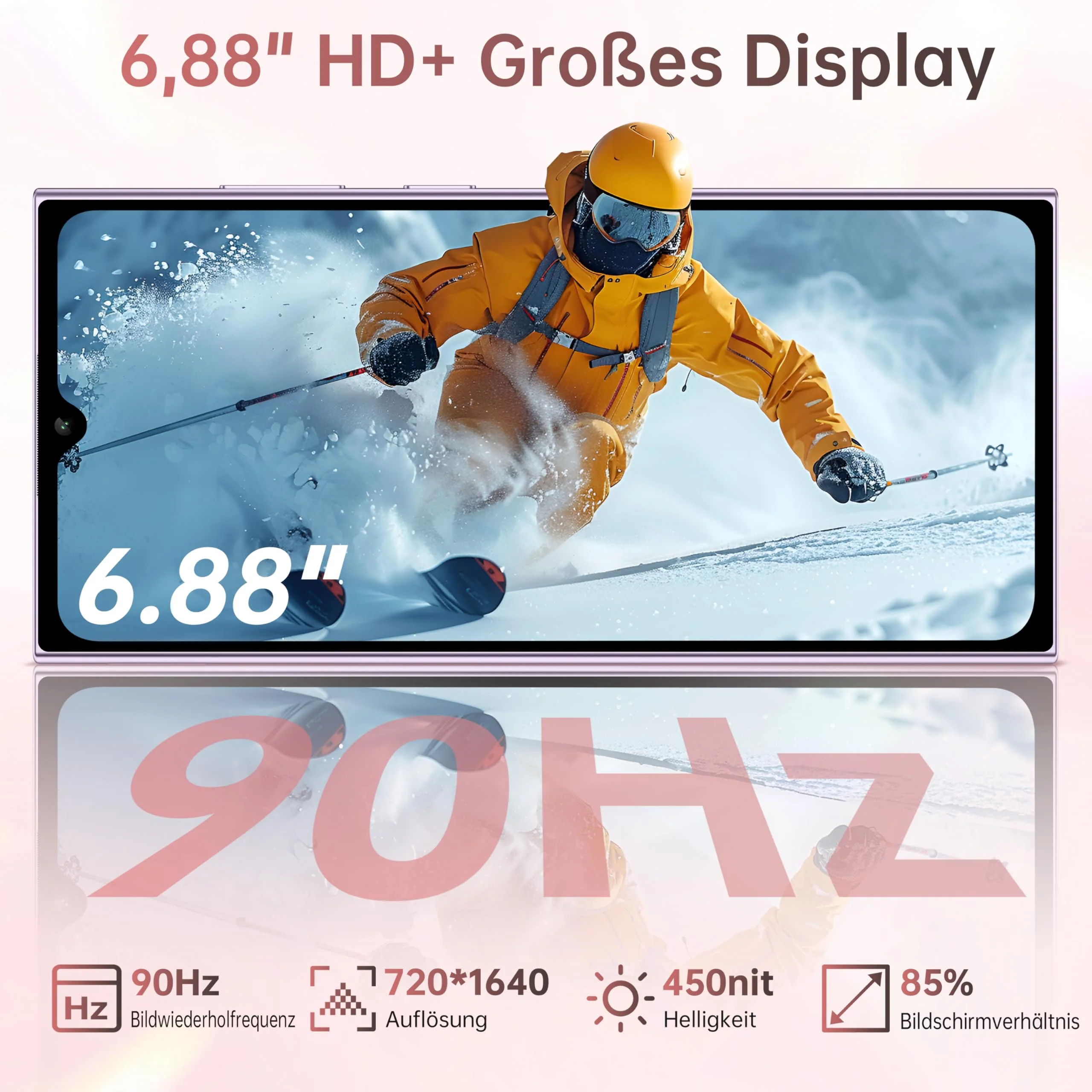 OUKITEL C62 Android 15 Smartphone Ohne Vertrag - 6.88" HD+ Handy mit Rückseitigem Display 16GB RAM+128GB ROM/1TB, 5000mAh Handy Günstig, Dual SIM Simlockfreie Handys/Face ID/GPS/OTG - Schwarz - Image 7