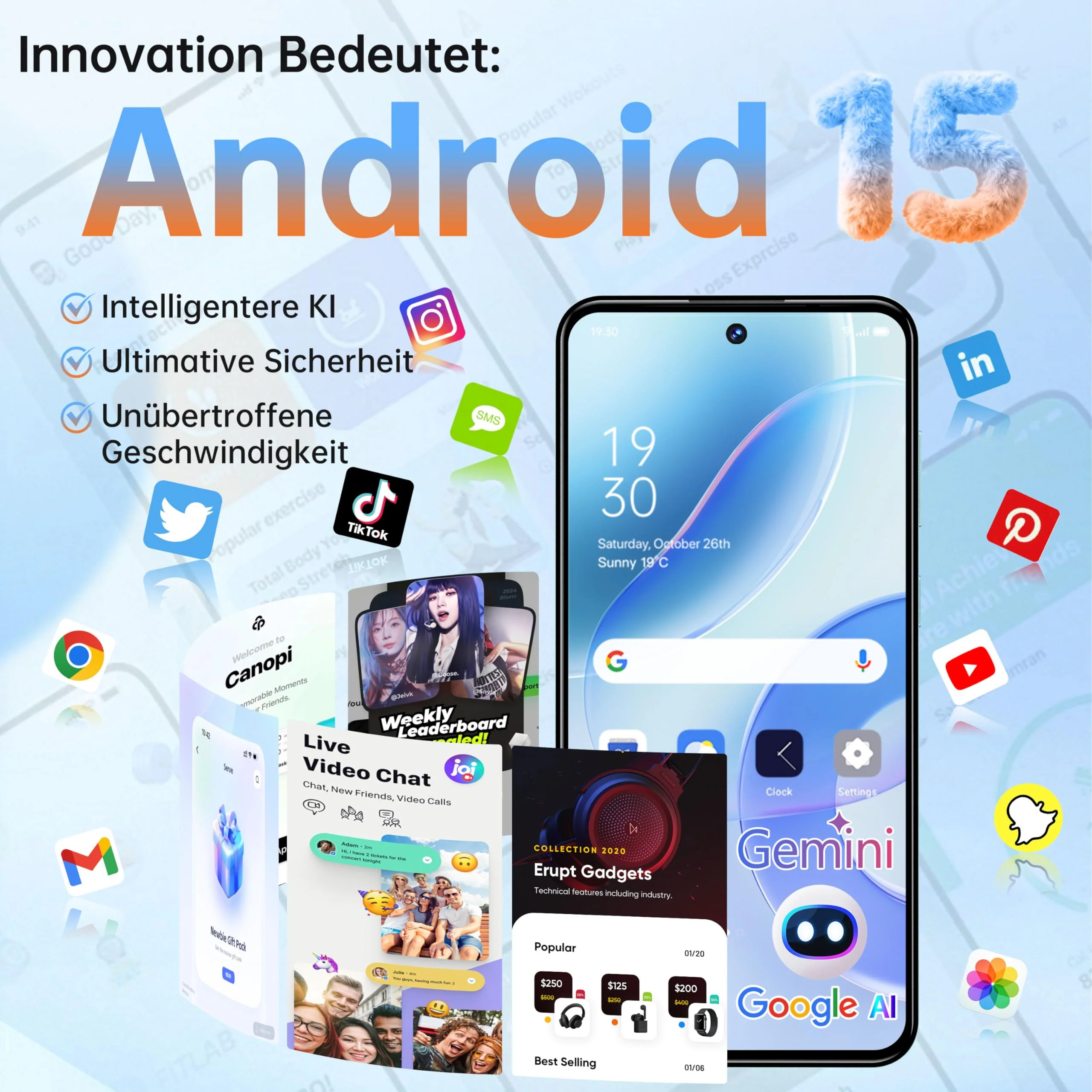 OUKITEL C68 Handy Ohne Vertrag - Android 15 Smartphone Günstig 16GB+128GB /1TB, 7,2 Zoll Display Smartphone Ohne Vertrag 6000mAh Akku, 64MP+8MP, Dual SIM Face ID/Fingerabdruck/OTG/GPS, Gold - Image 4