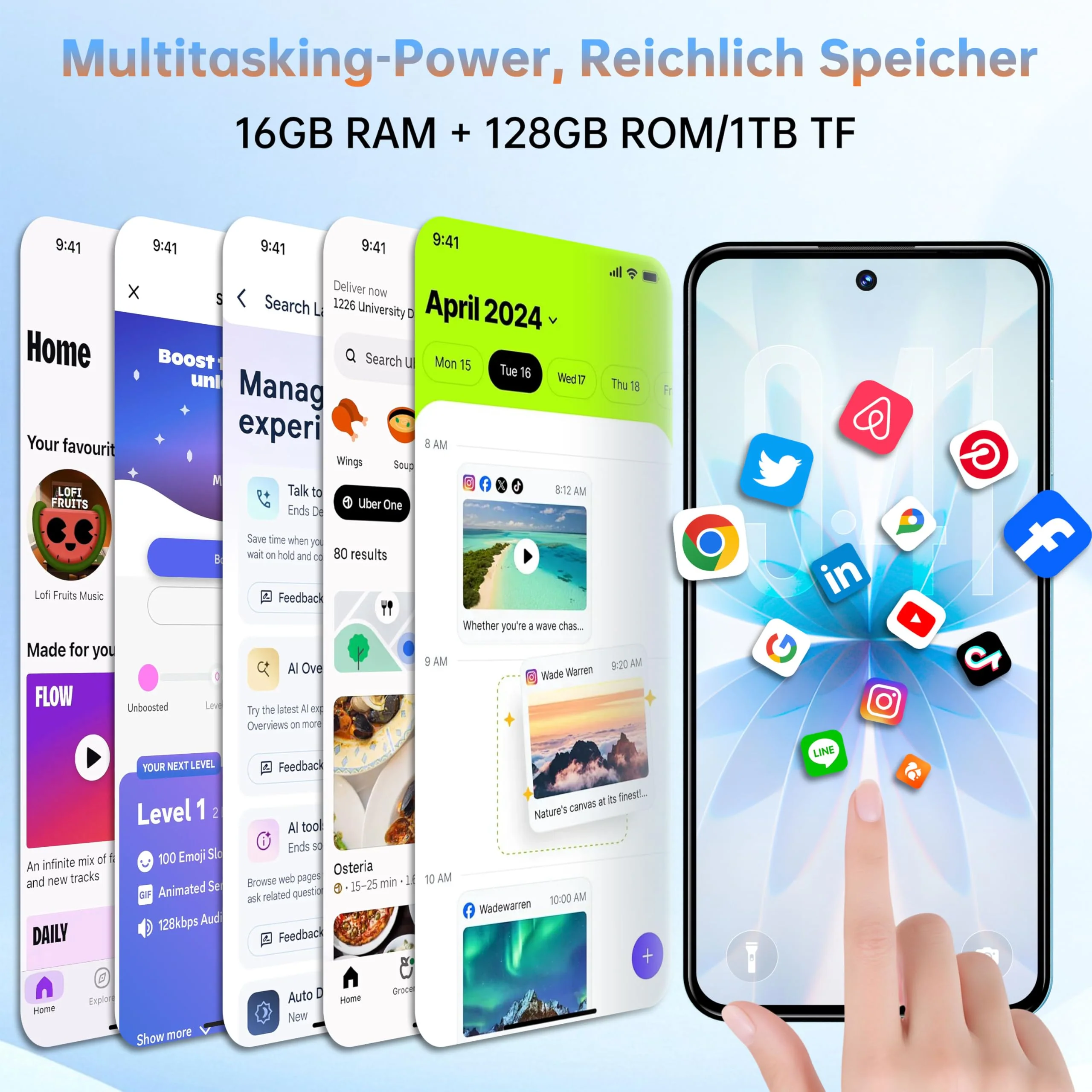 OUKITEL C68 Handy Ohne Vertrag - Android 15 Smartphone Günstig 16GB+128GB /1TB, 7,2 Zoll Display Smartphone Ohne Vertrag 6000mAh Akku, 64MP+8MP, Dual SIM Face ID/Fingerabdruck/OTG/GPS, Gold - Image 5